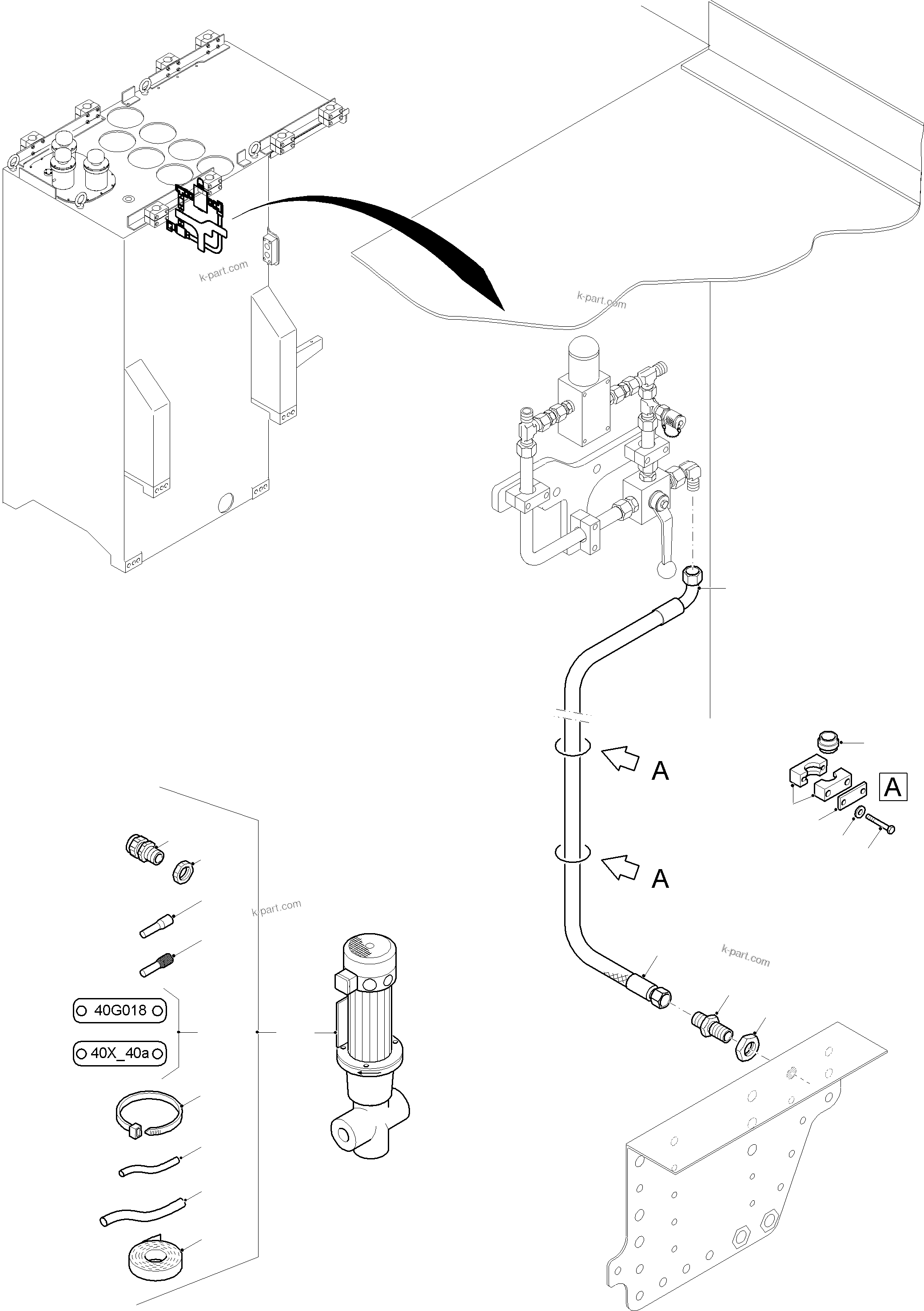 Komatsu parts book diagram for PC 7000-6E 35 003 11.06.2019: INSTALLATION - TRANSFUSING PUMP