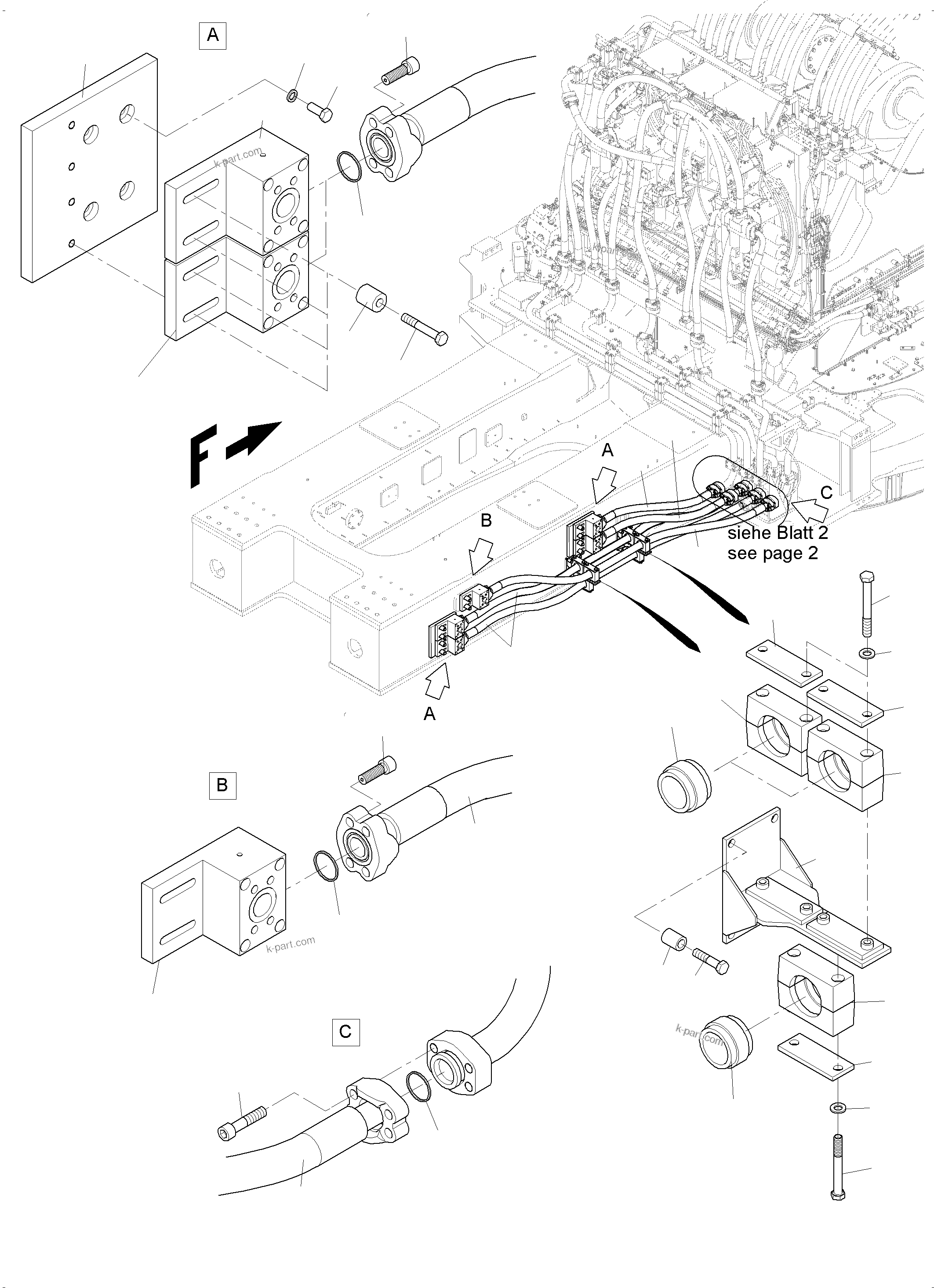 Komatsu parts book diagram for PC 7000-6E 35 003 11.06.2019: PRESSURE LINES - MAIN PUMPS