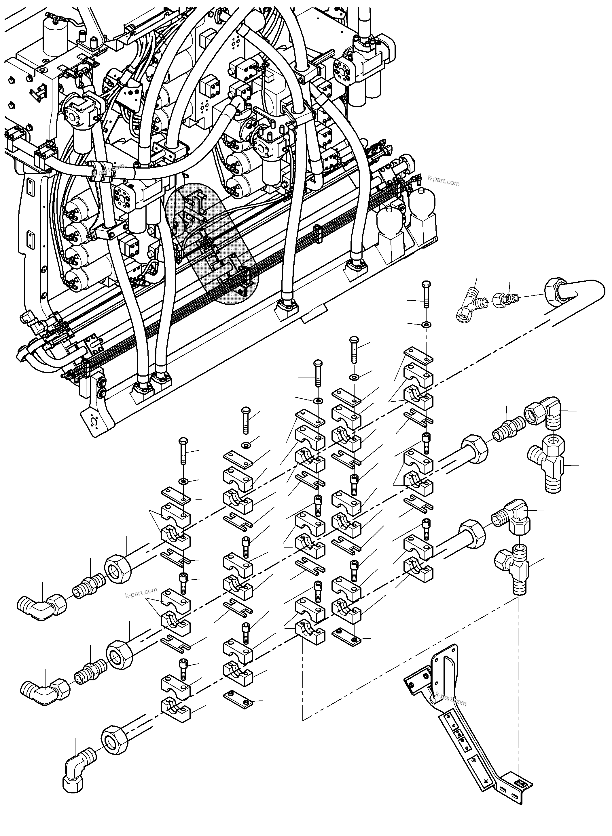 Komatsu parts book diagram for PC 7000-6E 35 003 11.06.2019: PIPE-SUPPORT, CONTROL UNIT