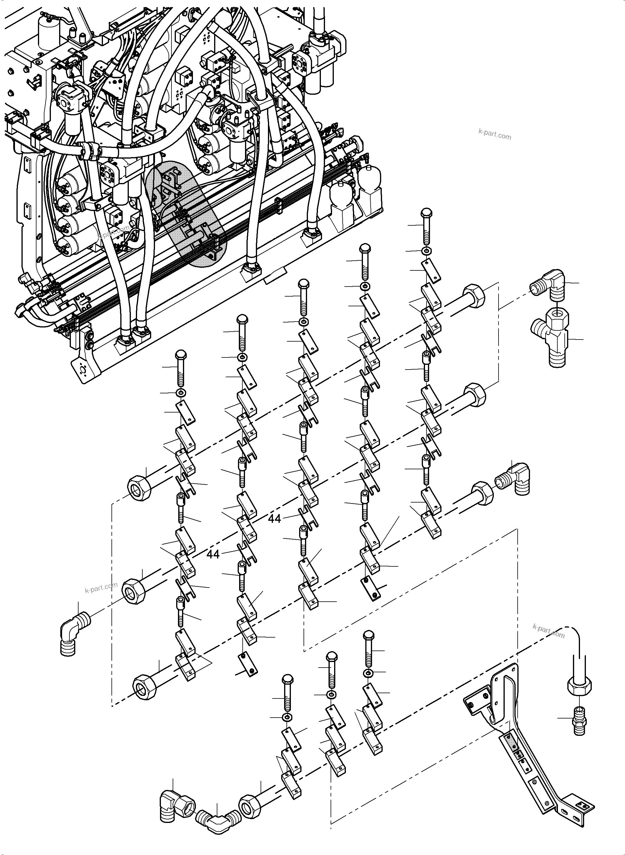 Komatsu parts book diagram for PC 7000-6E 35 003 11.06.2019: PIPE-SUPPORT, CONTROL UNIT