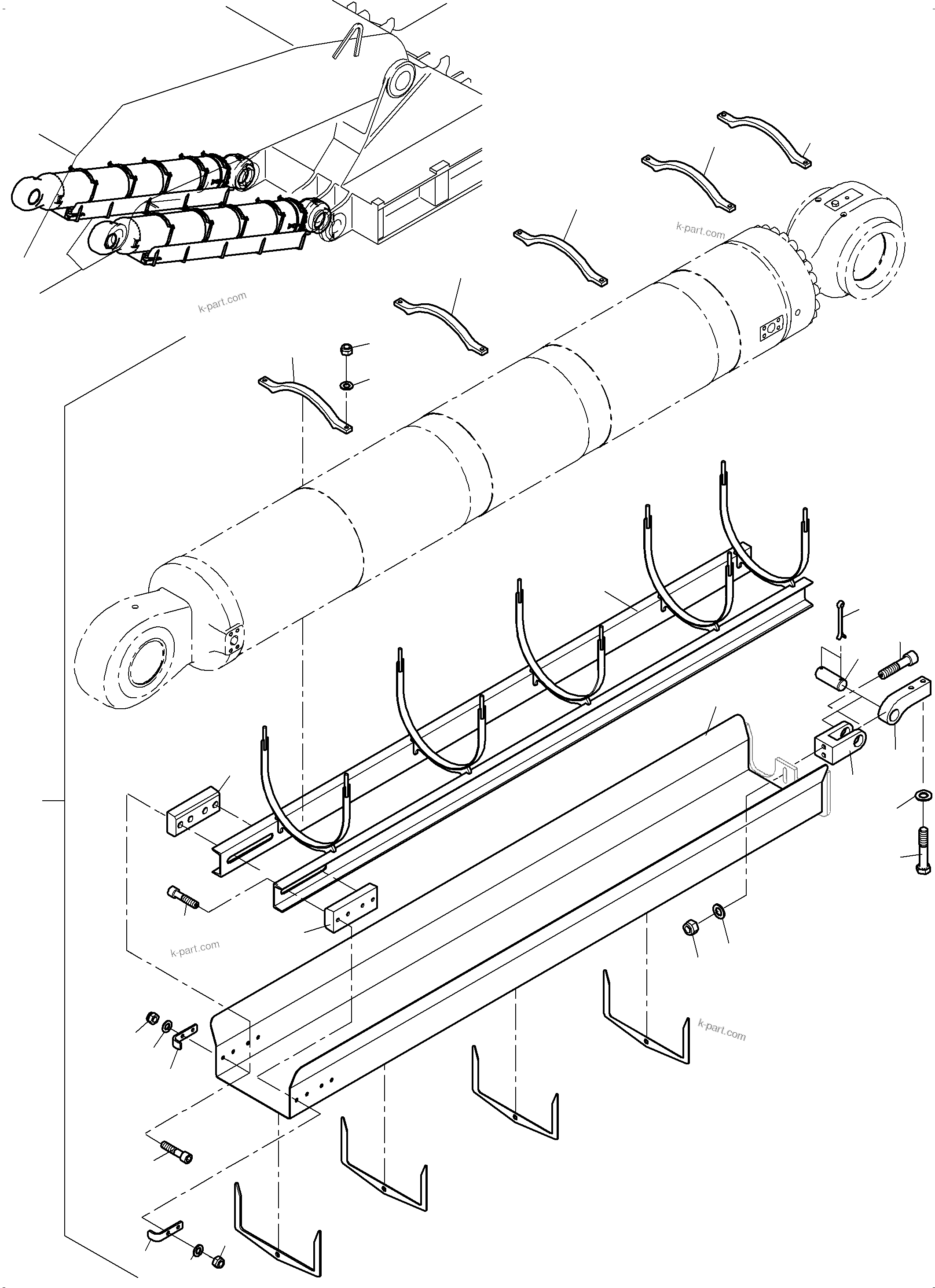 Komatsu parts book diagram for PC 7000-6E 35 003 11.06.2019: ROD PROTECTION, BOOM CYLINDER R.H AND L.H.