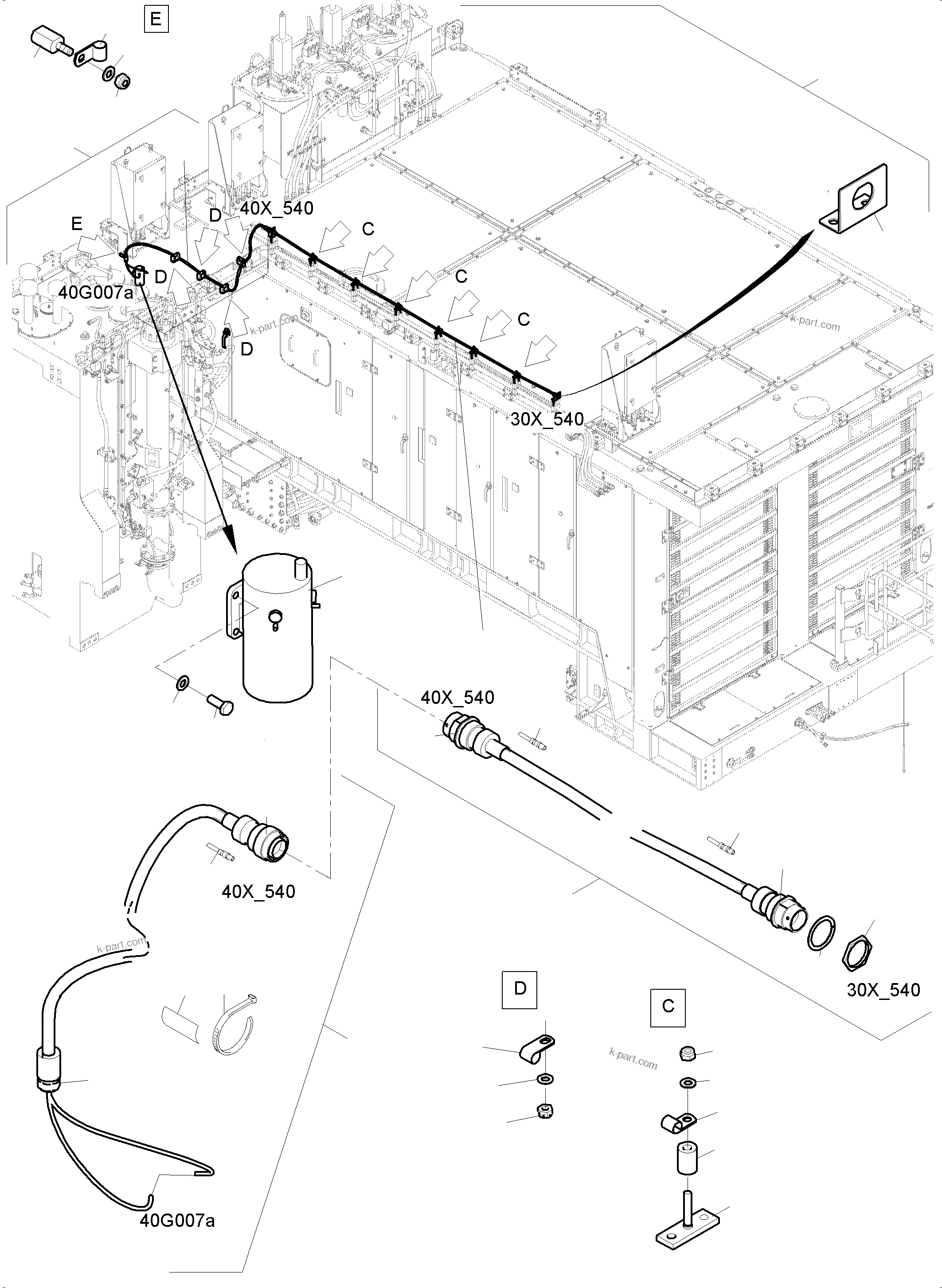 Komatsu parts book diagram for PC 7000-6E 35 003 11.06.2019: MOUNTING HORN, ADDITIONAL