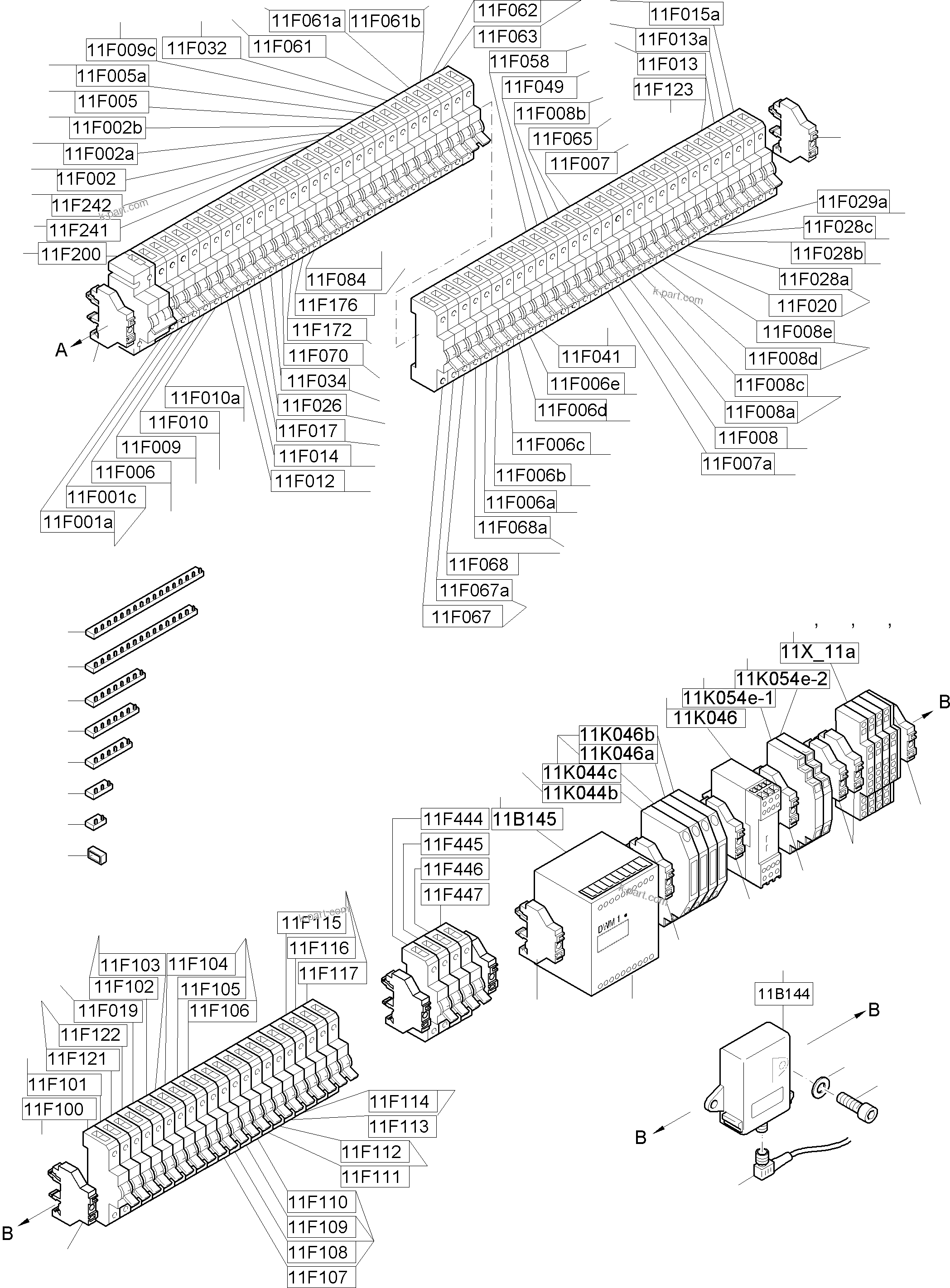 Komatsu parts book diagram for PC 7000-6E 35 003 11.06.2019: SWITCH FRAMING ORT 11