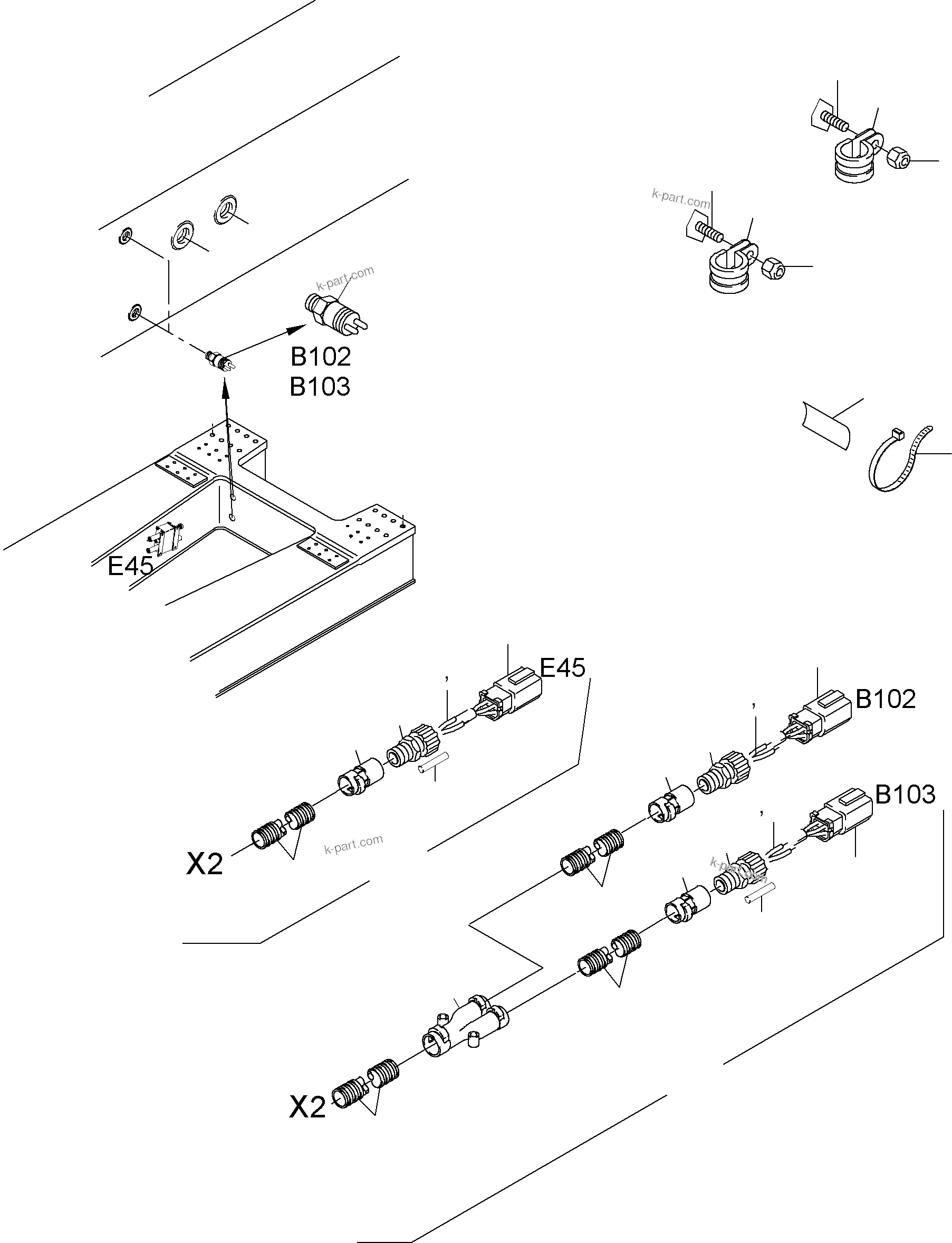 Komatsu parts book diagram for PC3000-6 S/N 46188: ELECTR. PARTS ENGINE OIL