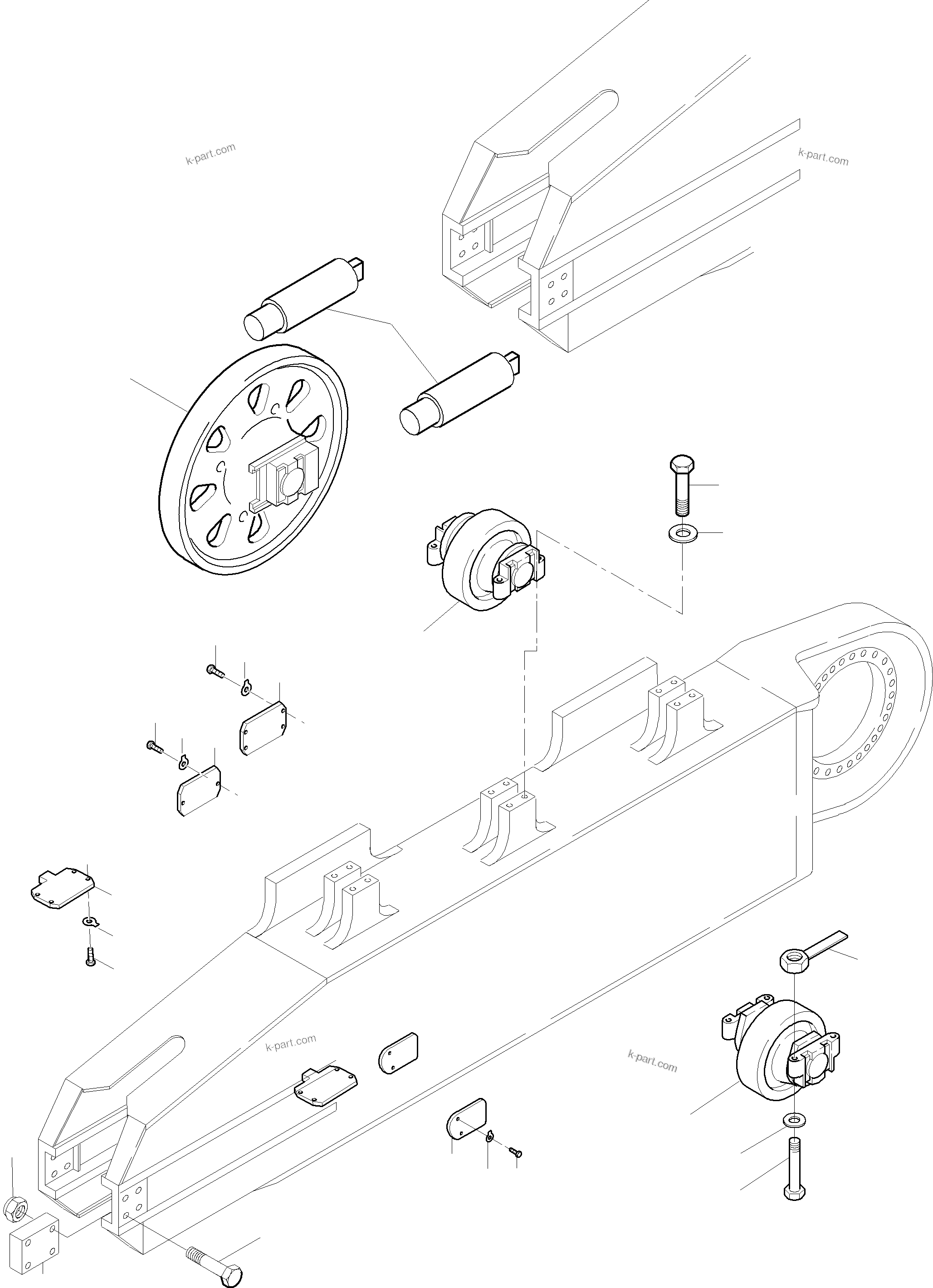 Komatsu parts book diagram for PC3000-6 S/N 46188: TRACK GROUP - IDLER PROTECTION