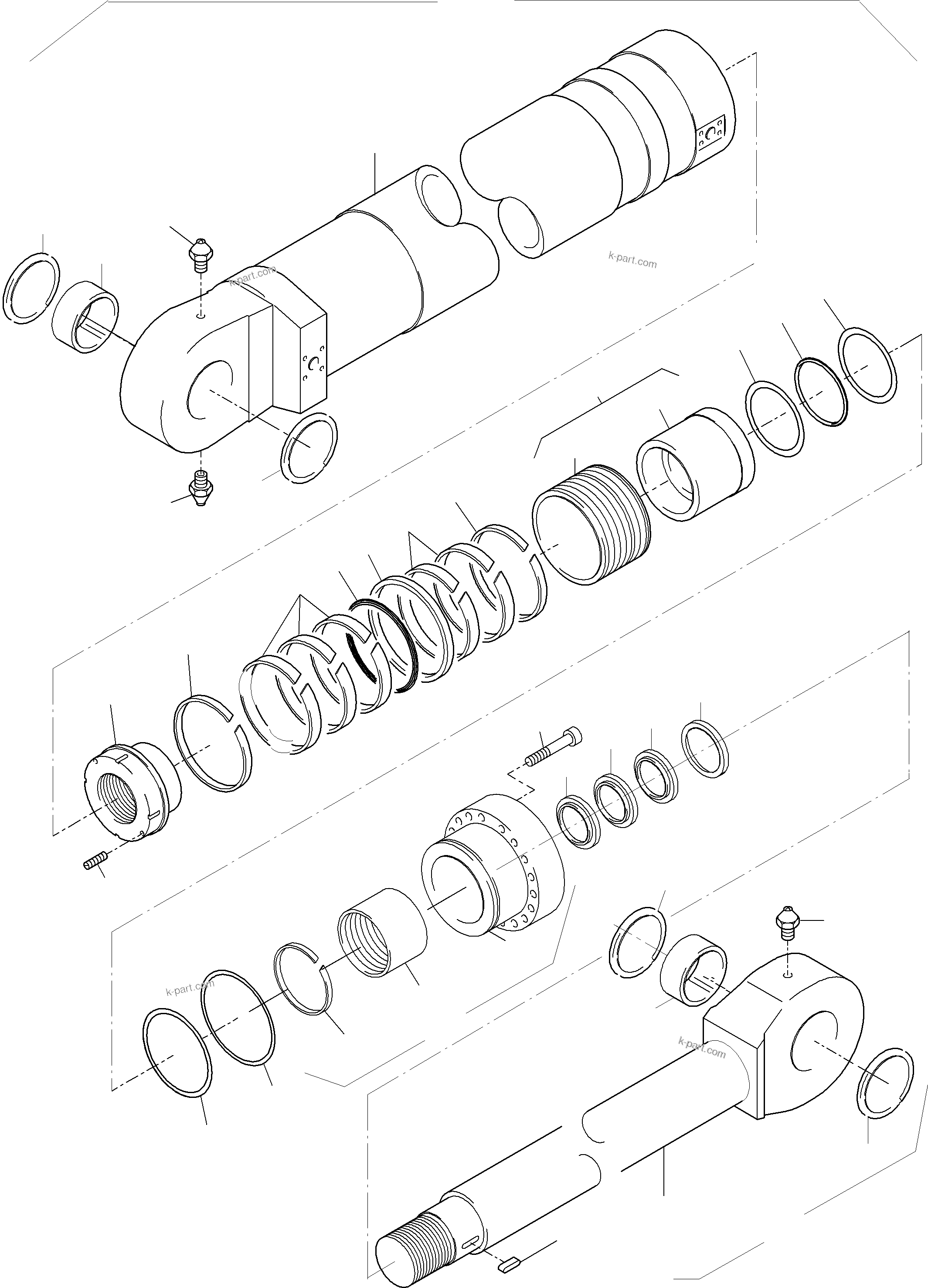 Komatsu parts book diagram for PC3000-6 S/N 46188: HYDRAULIC CYLINDER