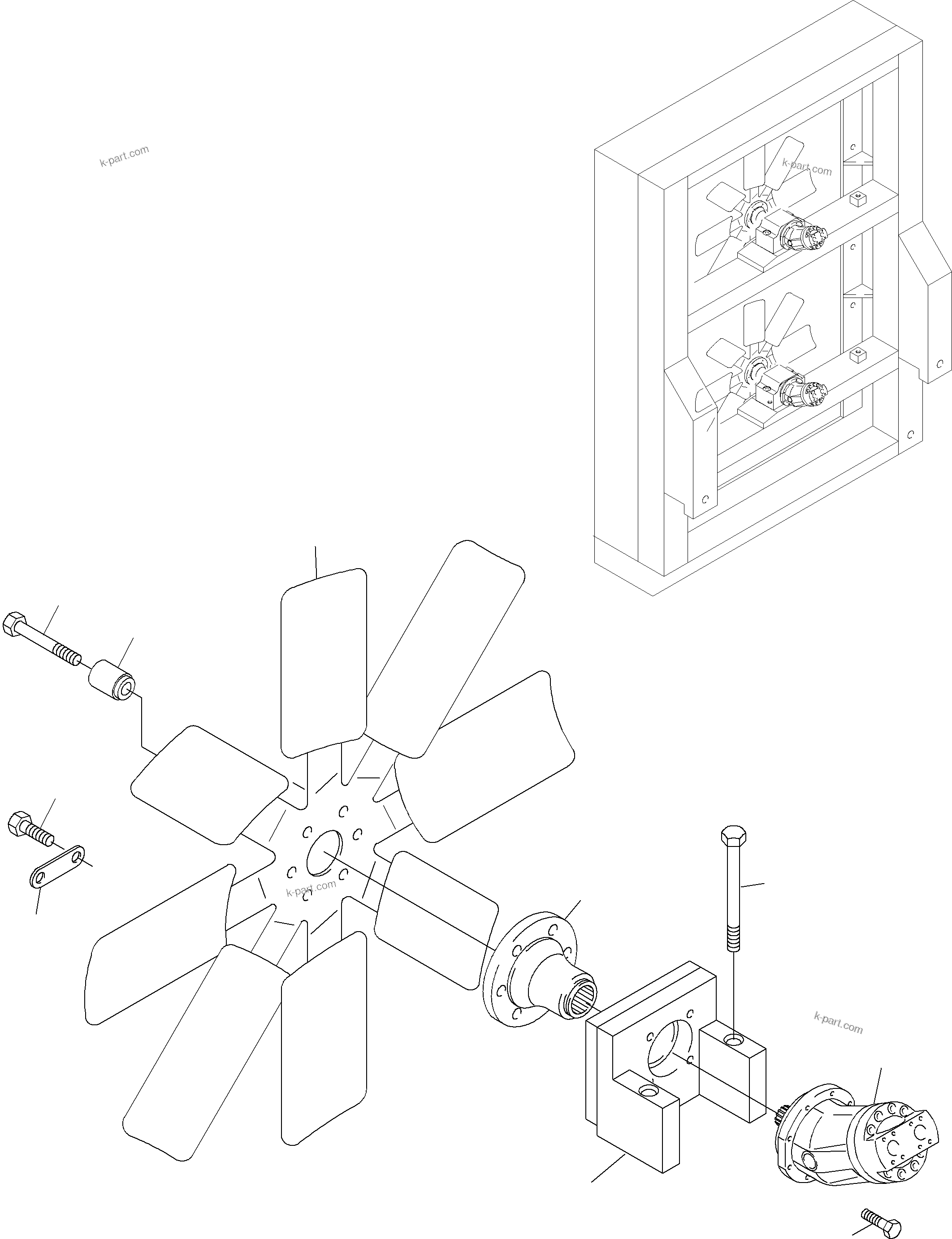 Komatsu parts book diagram for PC3000-6 S/N 46188: OIL COOLER FAN DRIVE