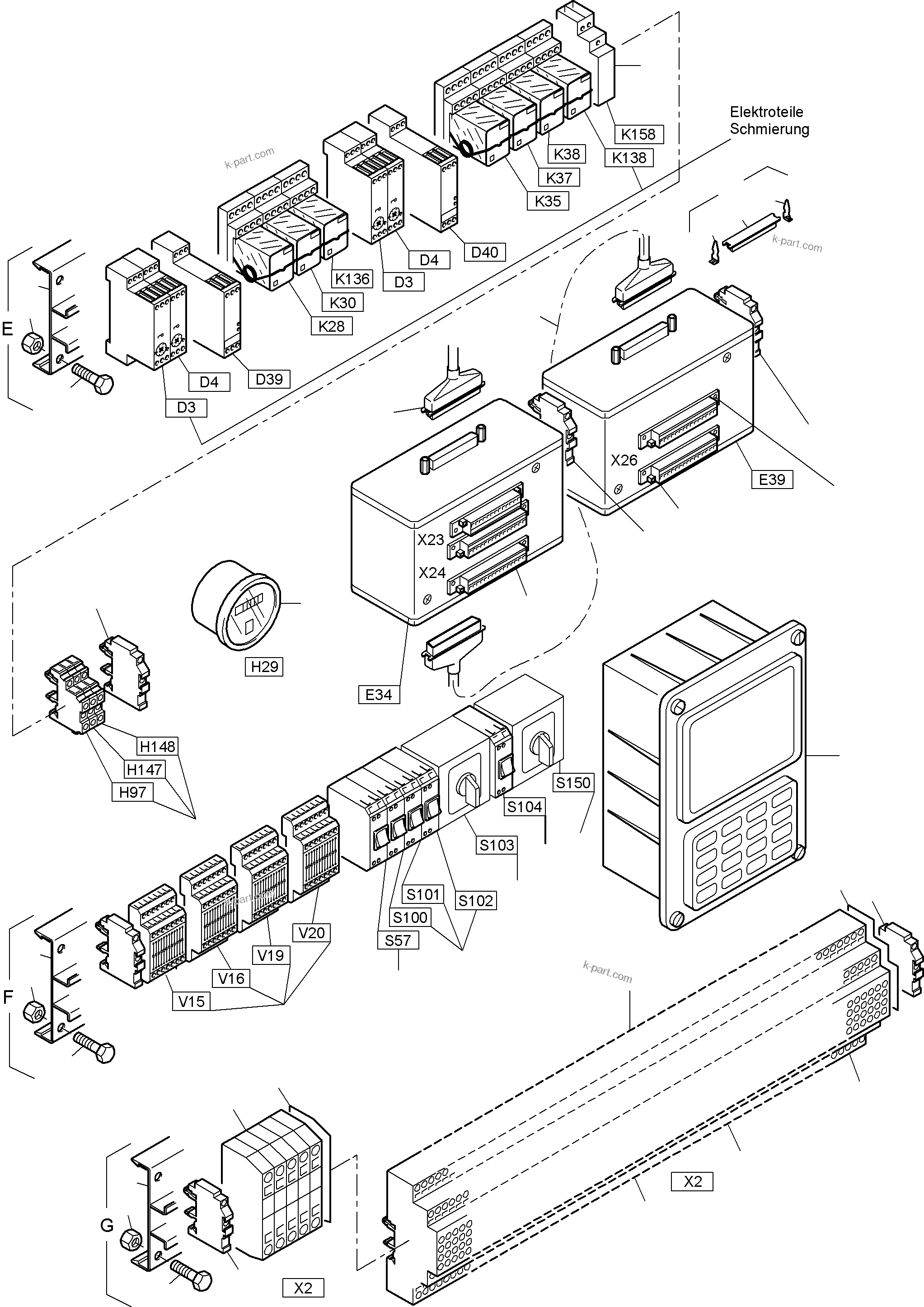 Komatsu parts book diagram for PC3000-6 S/N 46188: MAIN SWITCH BOX IN CAB SUPPORT