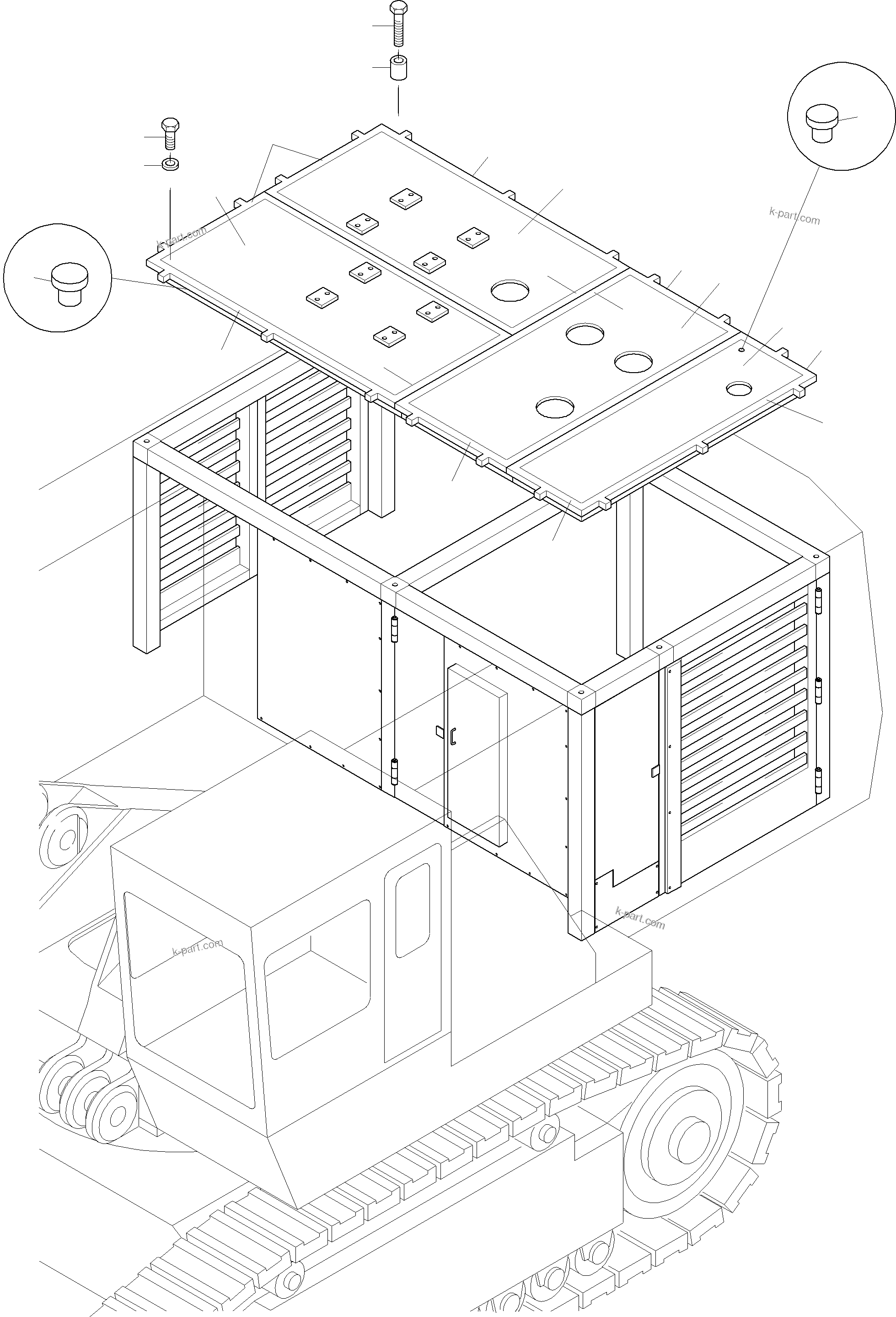 Komatsu parts book diagram for PC3000-6 S/N 46188: COVERING - ENGINE HOUSING