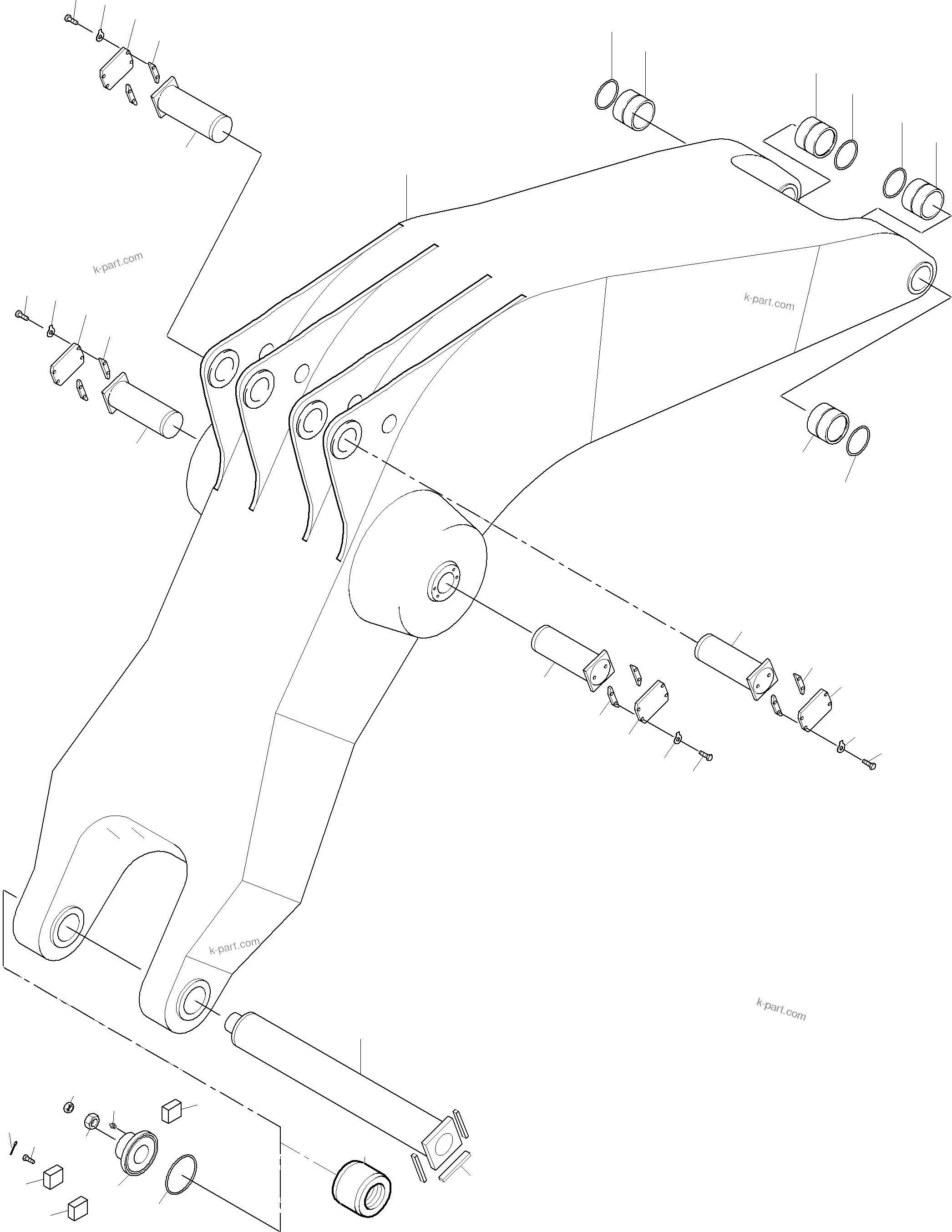 Komatsu parts book diagram for PC3000-6 S/N 46188: BACKHOE BOOM 8.6M
