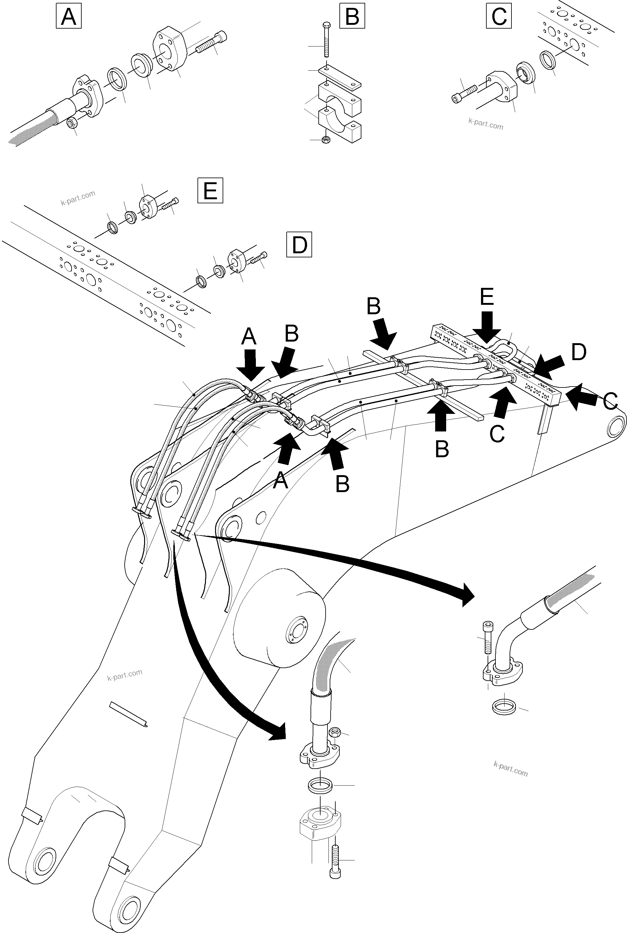 Komatsu parts book diagram for PC3000-6 S/N 46188: BACKHOE BOOM 8.6M