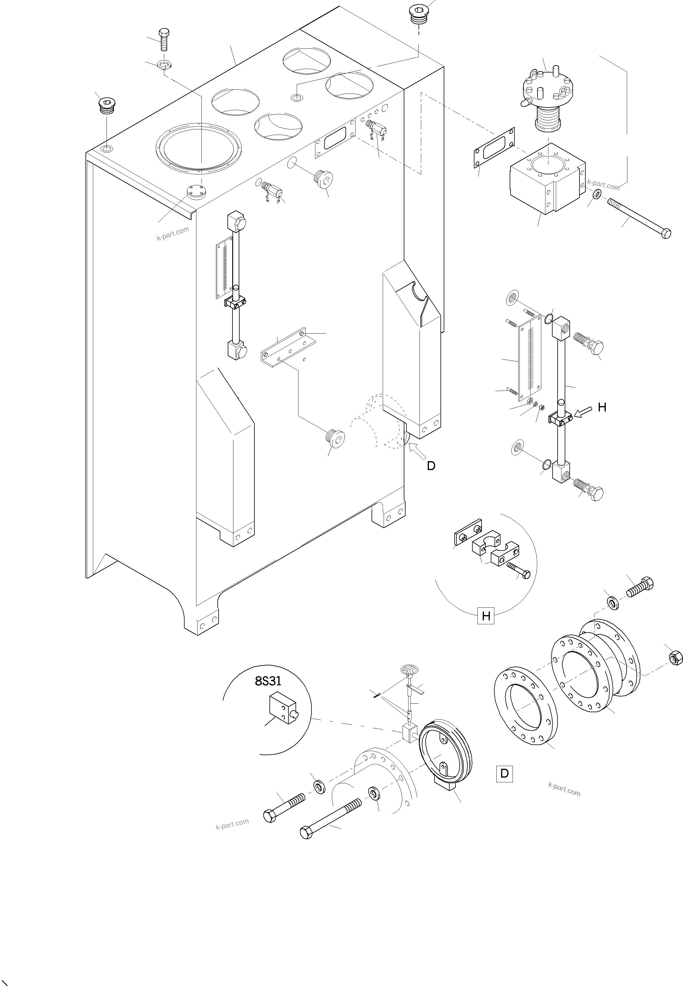 Komatsu parts book diagram for PC3000-6 S/N 46188: MAIN OIL TANK