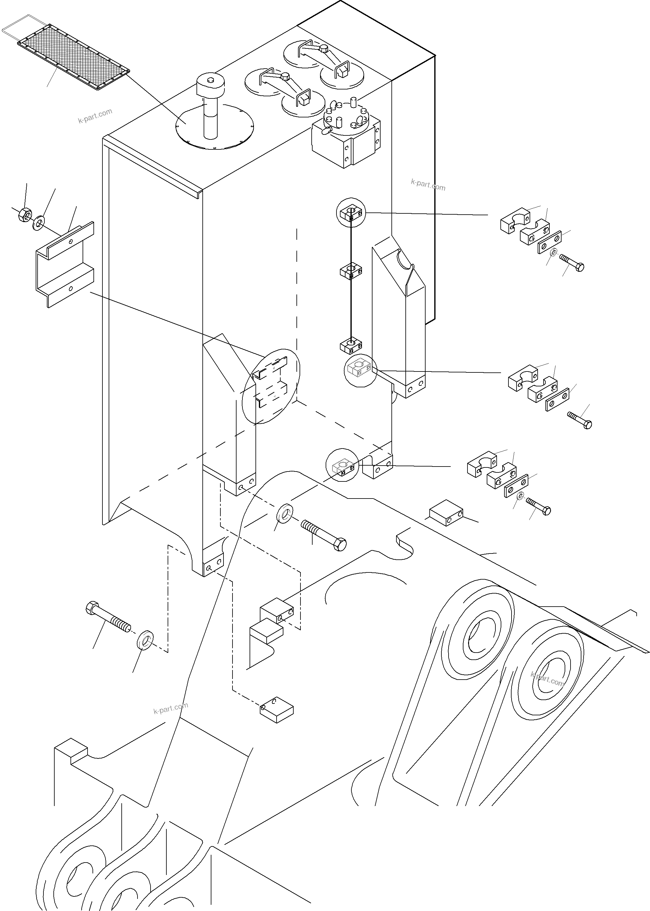 Komatsu parts book diagram for PC3000-6 S/N 46188: MAIN OIL TANK