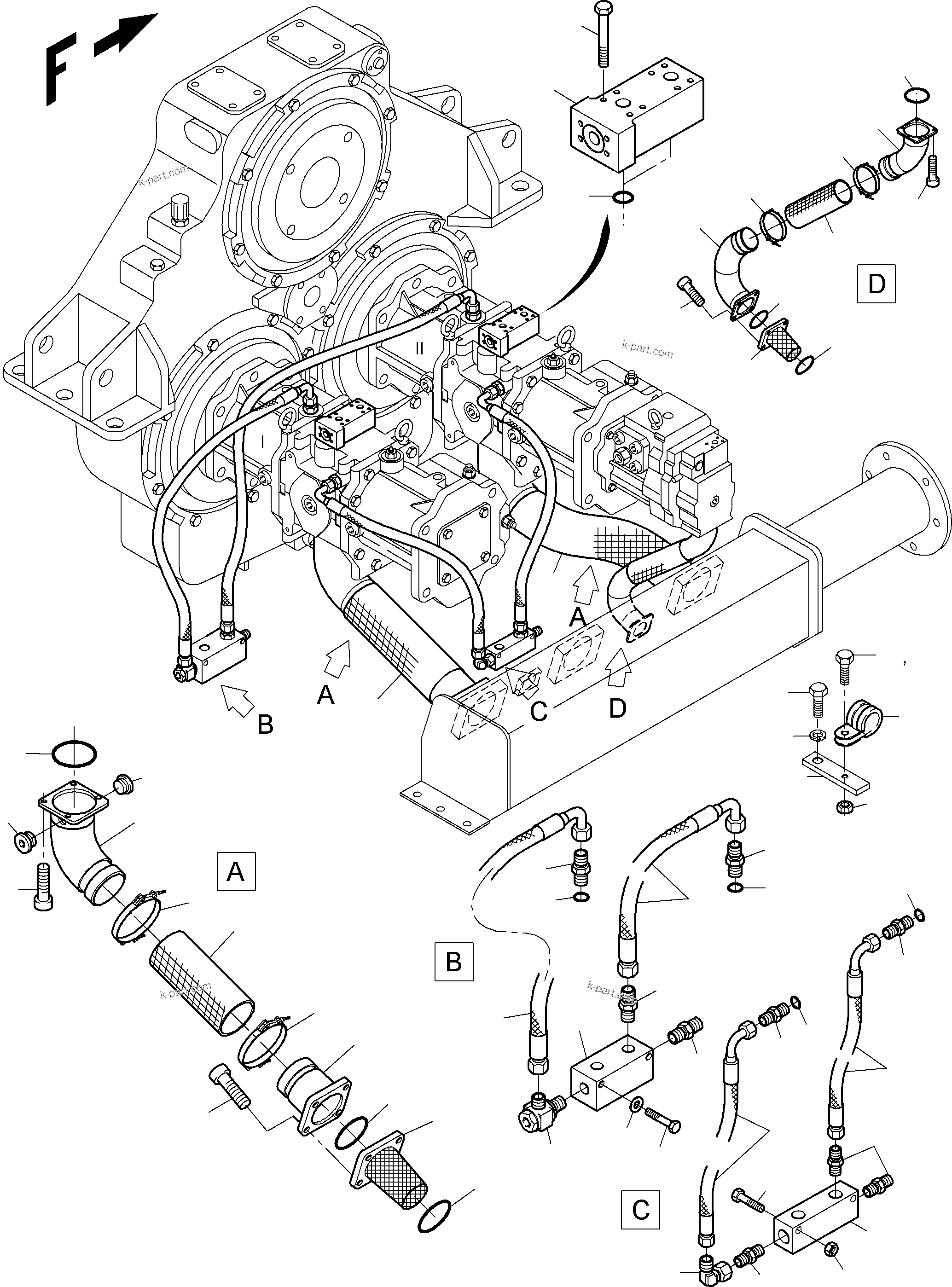 Komatsu parts book diagram for PC3000-6 S/N 46188: SUCTION LINES