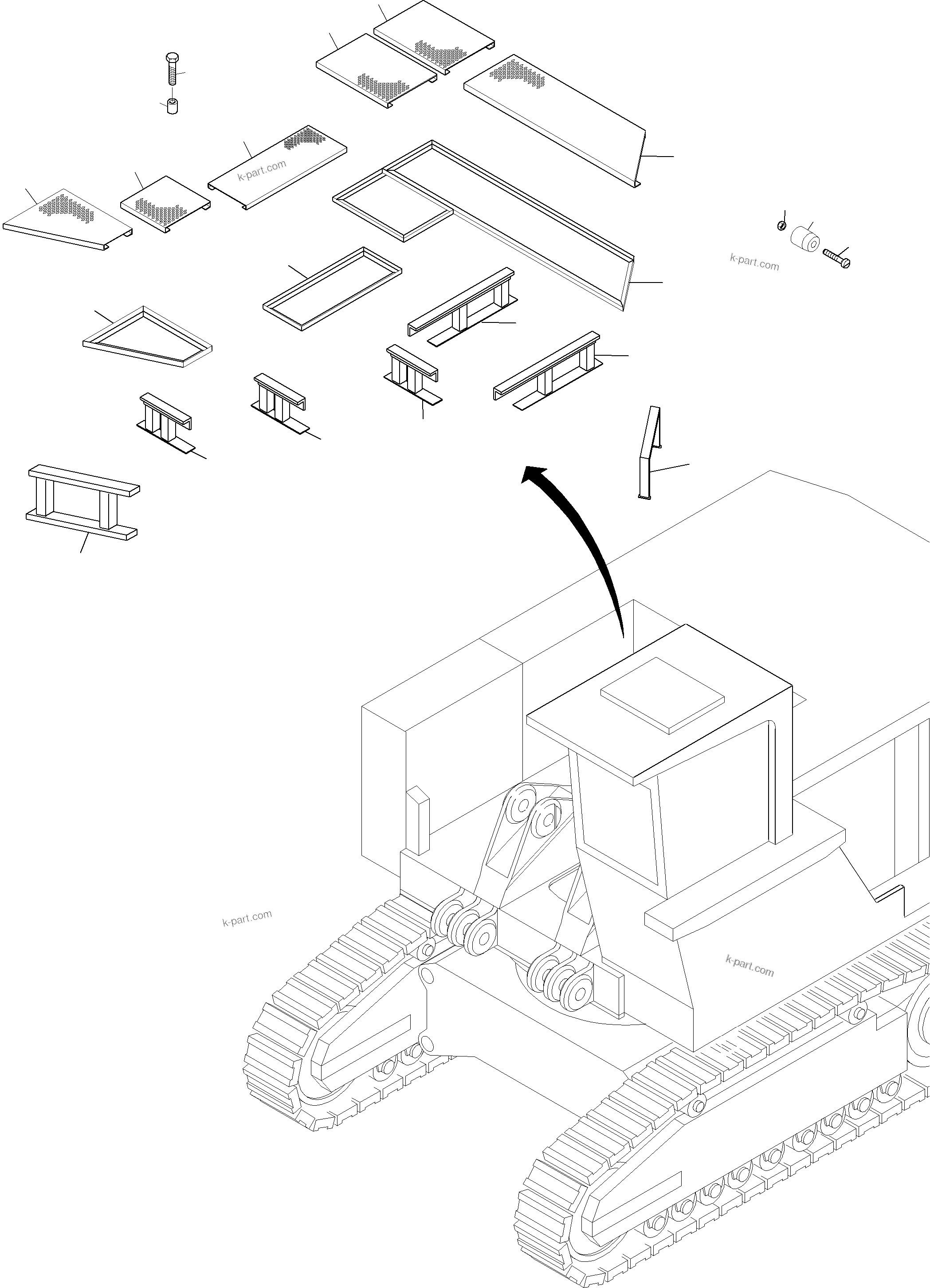 Komatsu parts book diagram for PC3000-6 S/N 46188: PLATFORM (WITH CATWALK FUEL TANK)