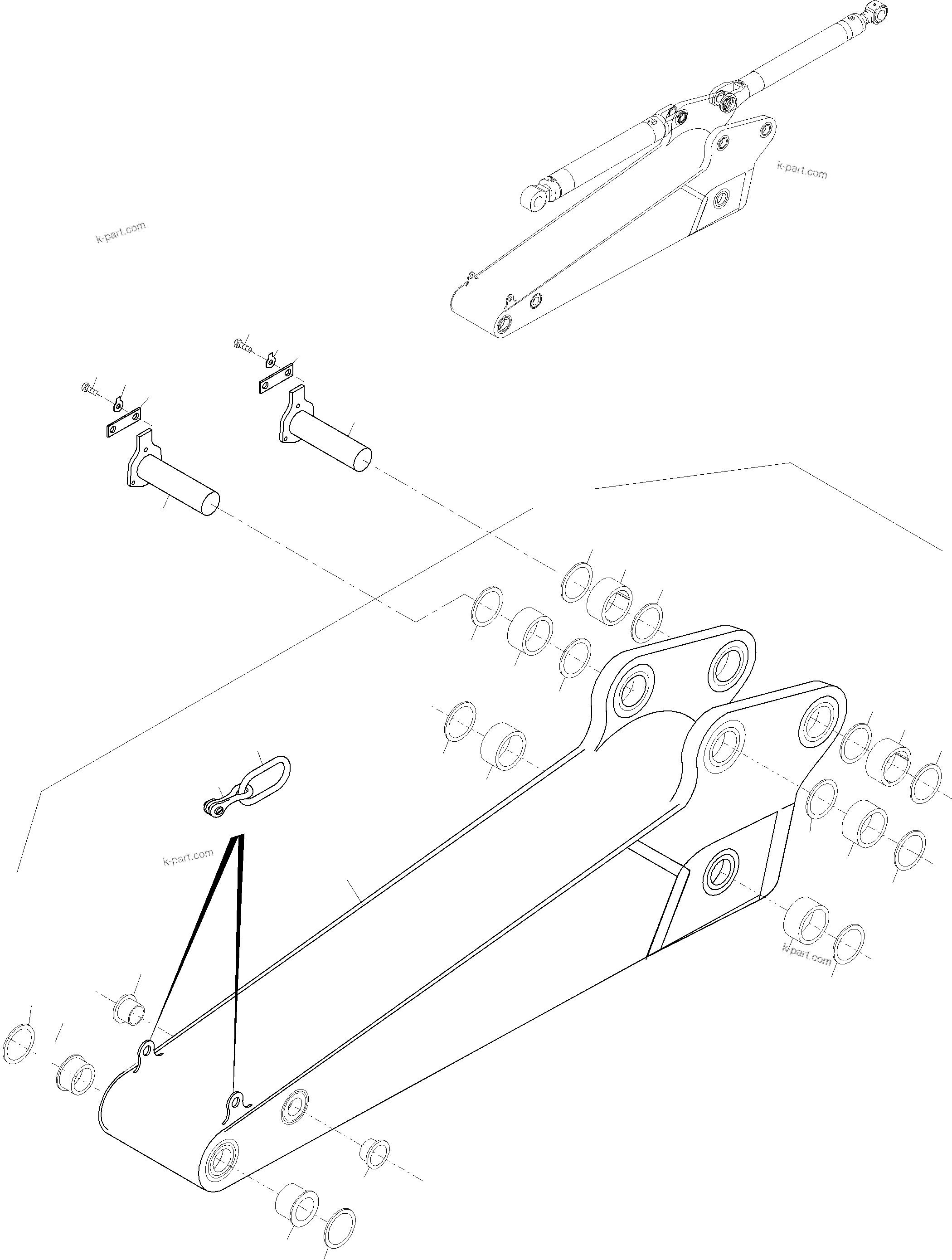Komatsu parts book diagram for PC3000-6 S/N 46188: BACKHOE  STICK 4,0M