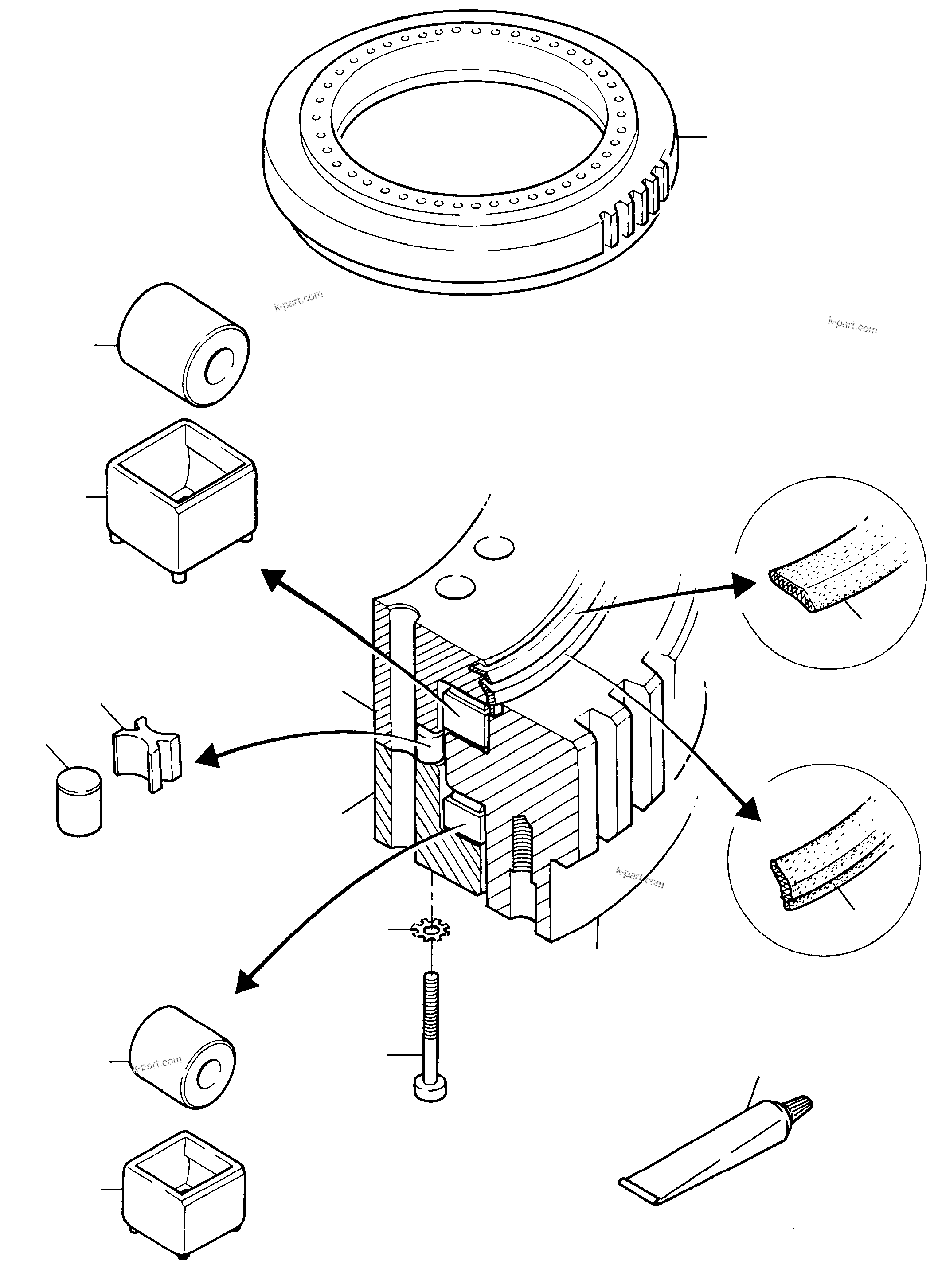 Komatsu parts book diagram for PC3000-6 S/N 46191: SLEW RING