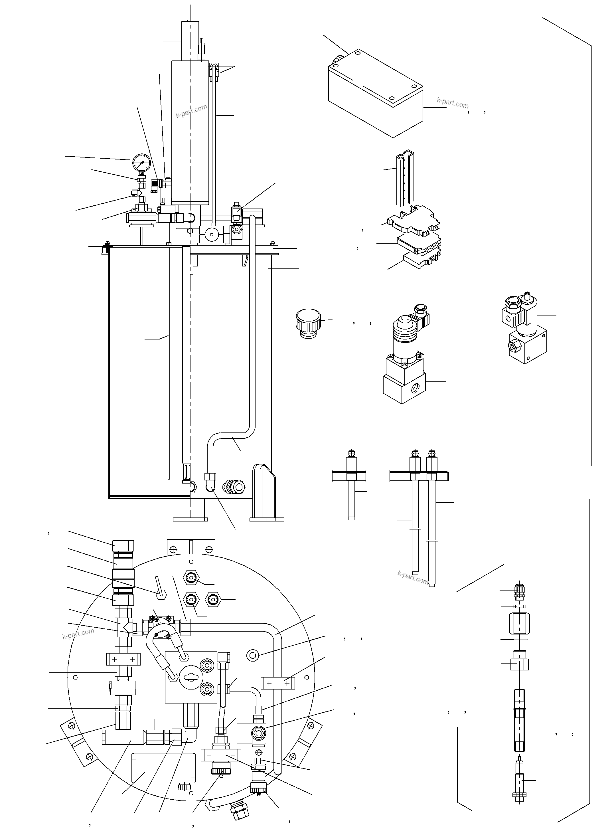 Komatsu parts book diagram for PC3000-6 S/N 46191: LUBE PUMP STATION, FILLING CONNECTION
