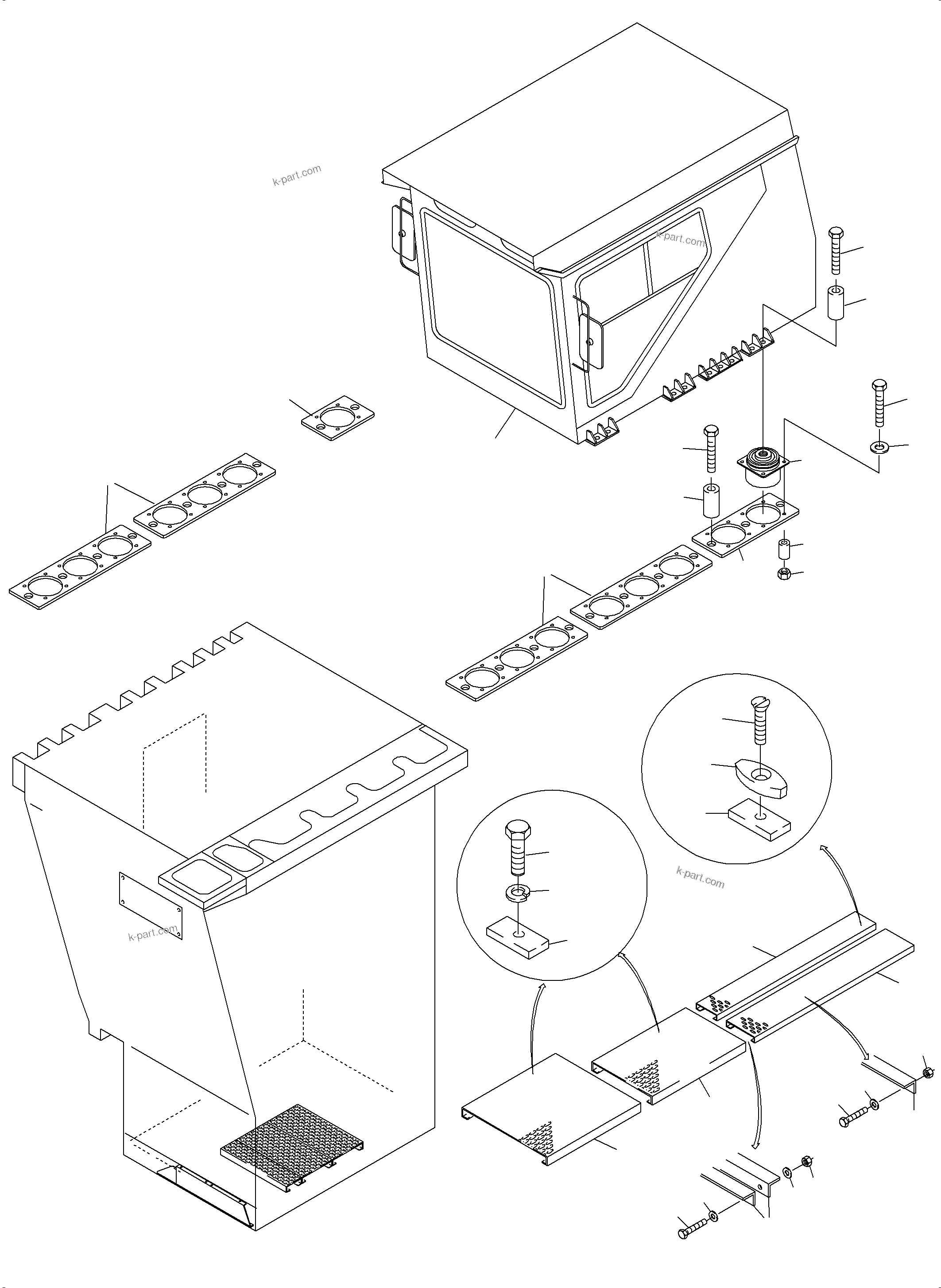 Komatsu parts book diagram for PC3000-6 S/N 46191: OPERATORґS CAB ARR.