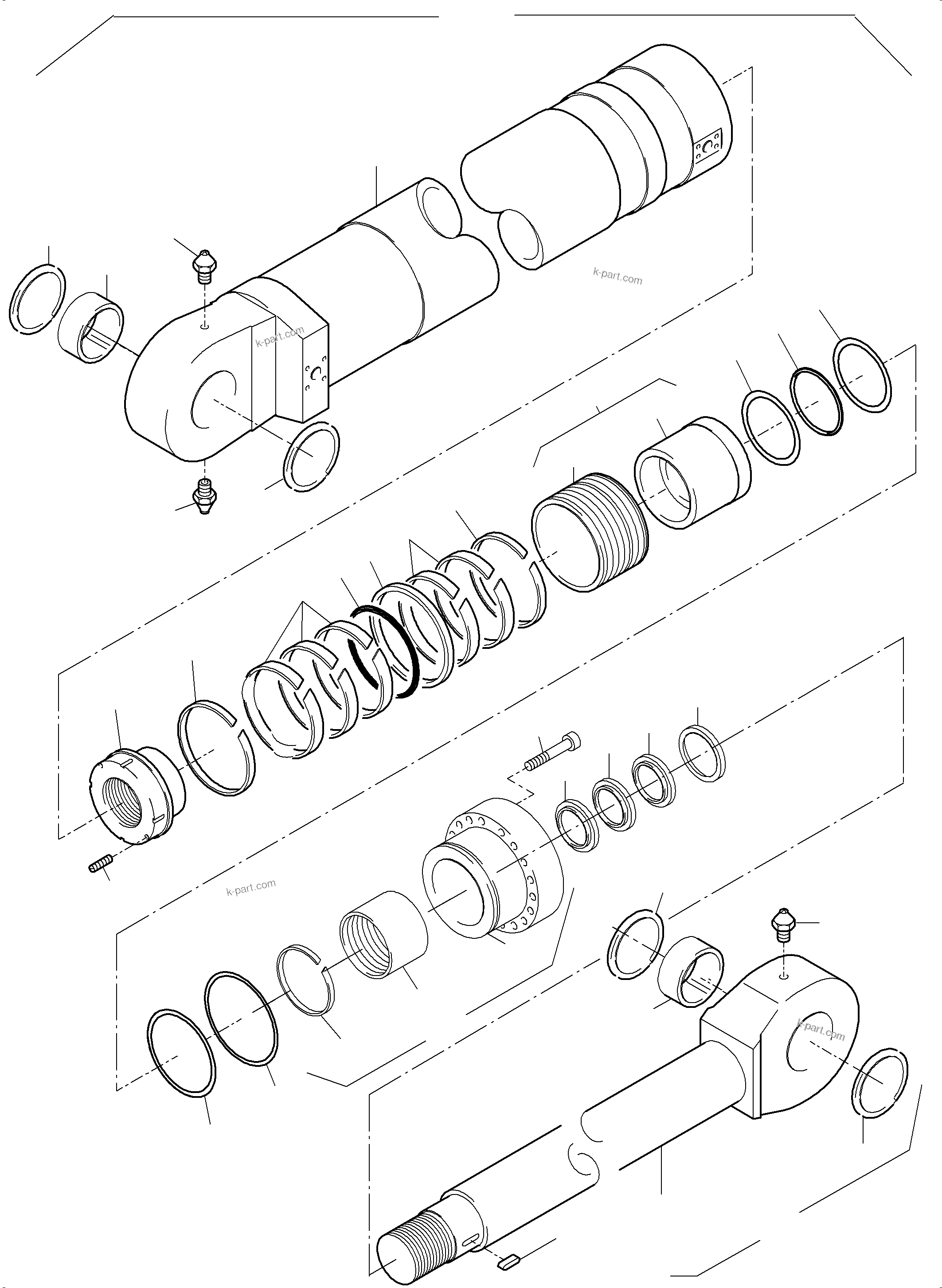 Komatsu parts book diagram for PC3000-6 S/N 46191: HYDRAULIC CYLINDER
