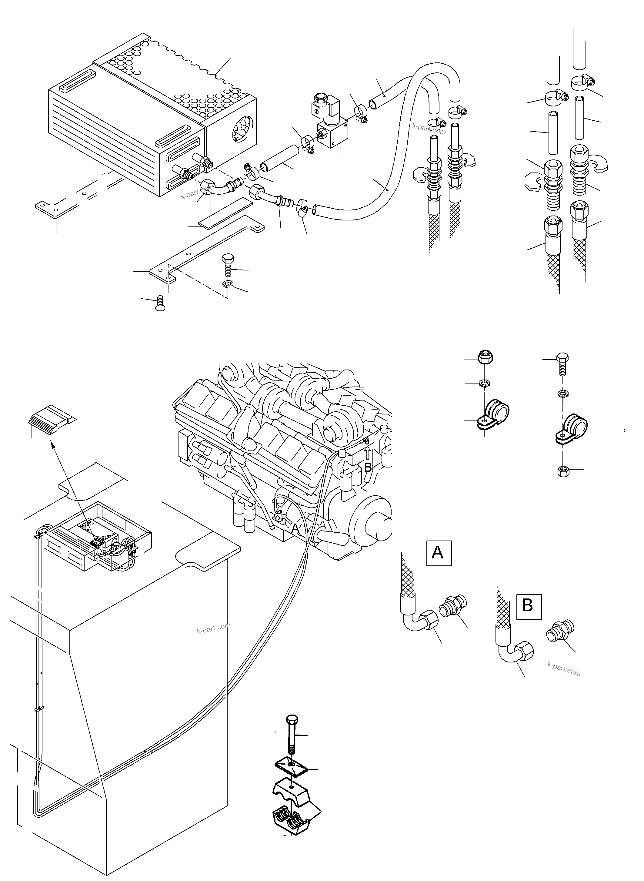 Komatsu parts book diagram for PC3000-6 S/N 46191: CAB HEATER ARR.