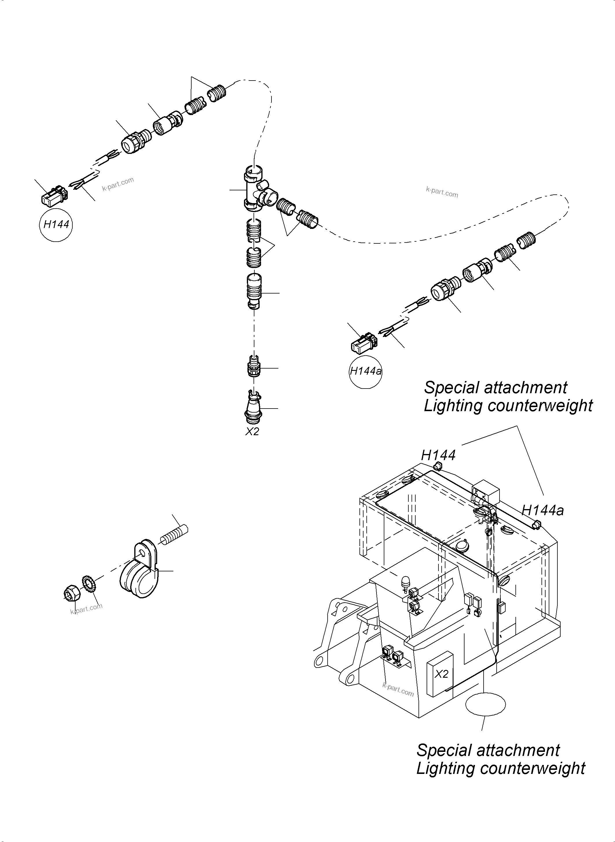 Komatsu parts book diagram for PC3000-6 S/N 46191: LIGHTING EQUIPMENT