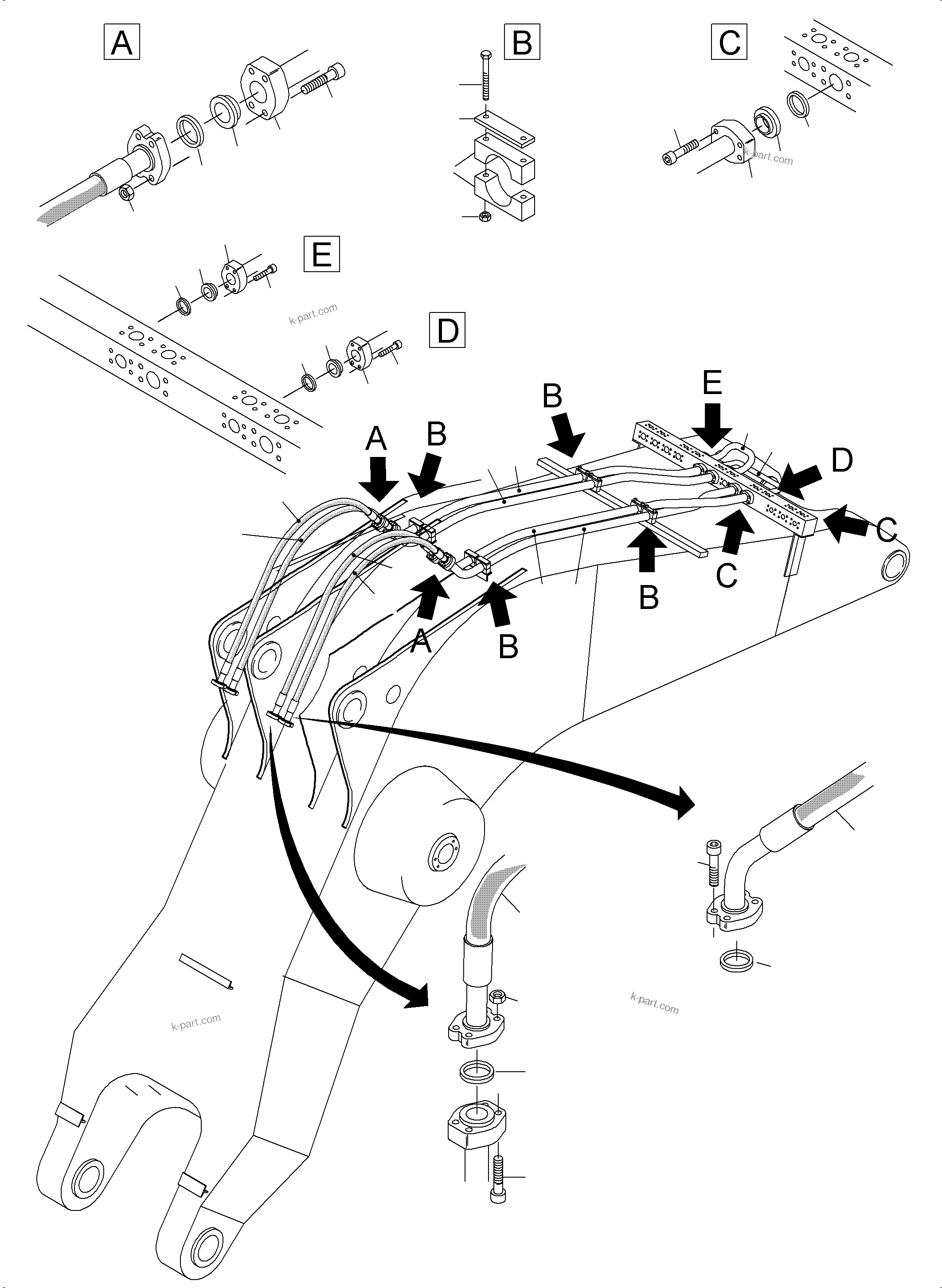 Komatsu parts book diagram for PC3000-6 S/N 46191: BACKHOE BOOM 8.6M