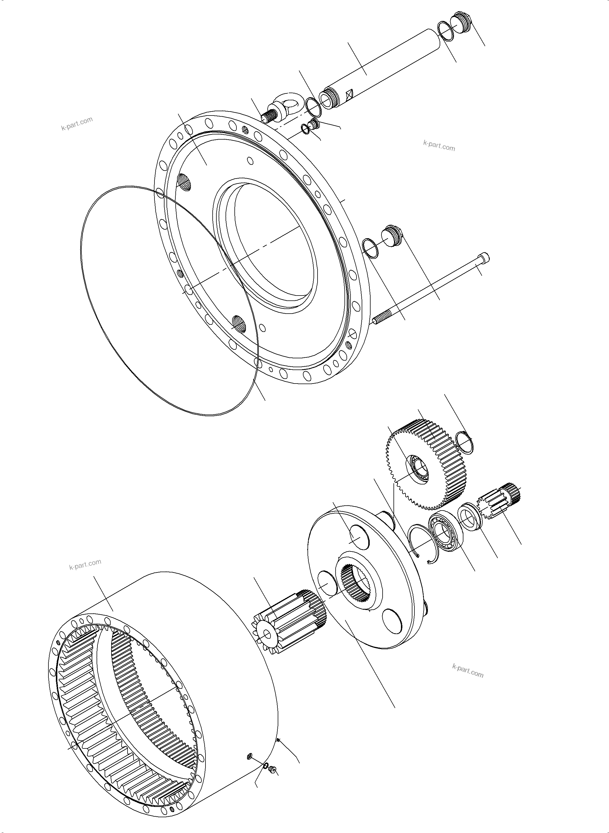 Komatsu parts book diagram for PC3000-6 S/N 46191: SLEW GEAR