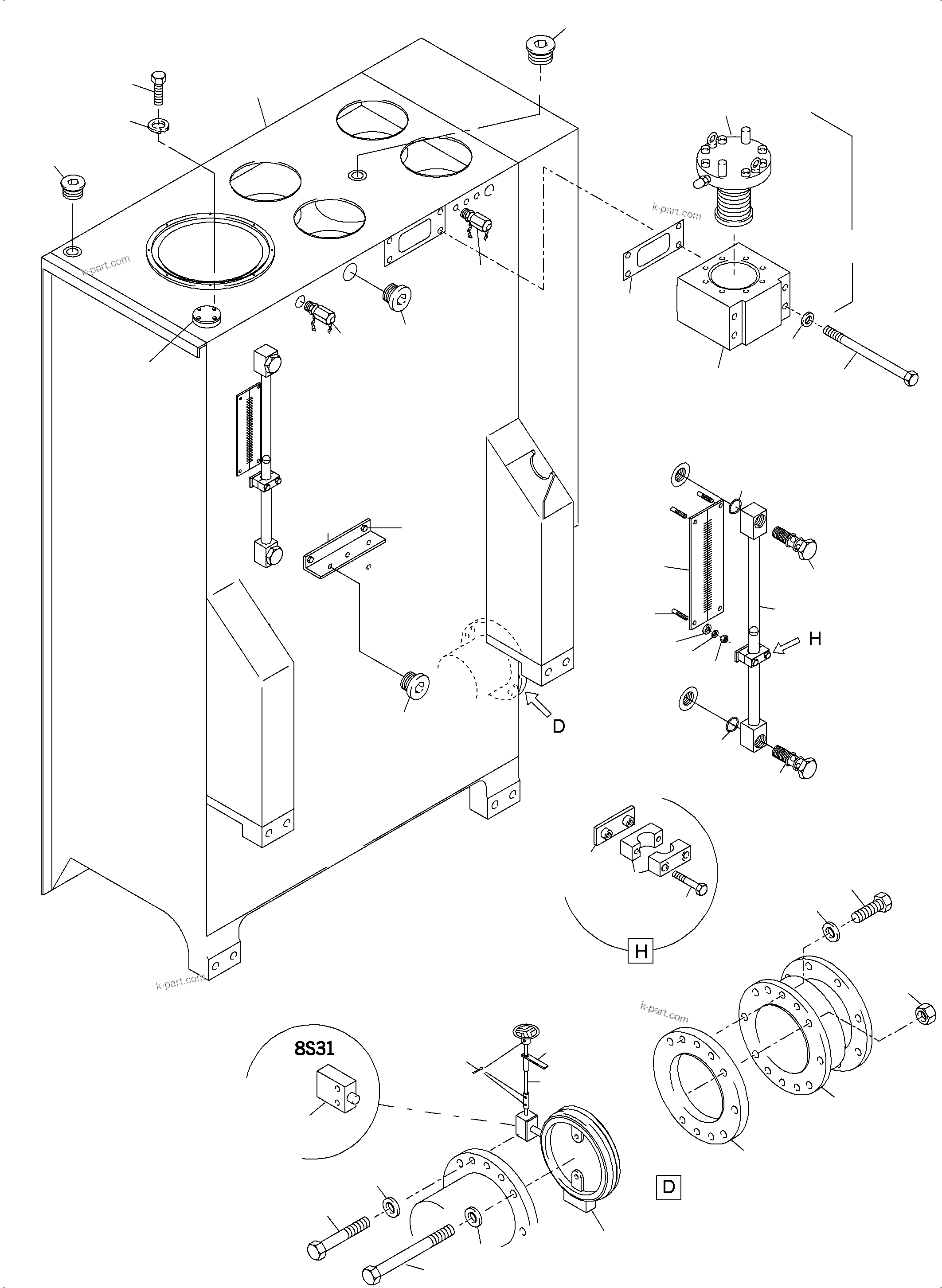 Komatsu parts book diagram for PC3000-6 S/N 46191: MAIN OIL TANK