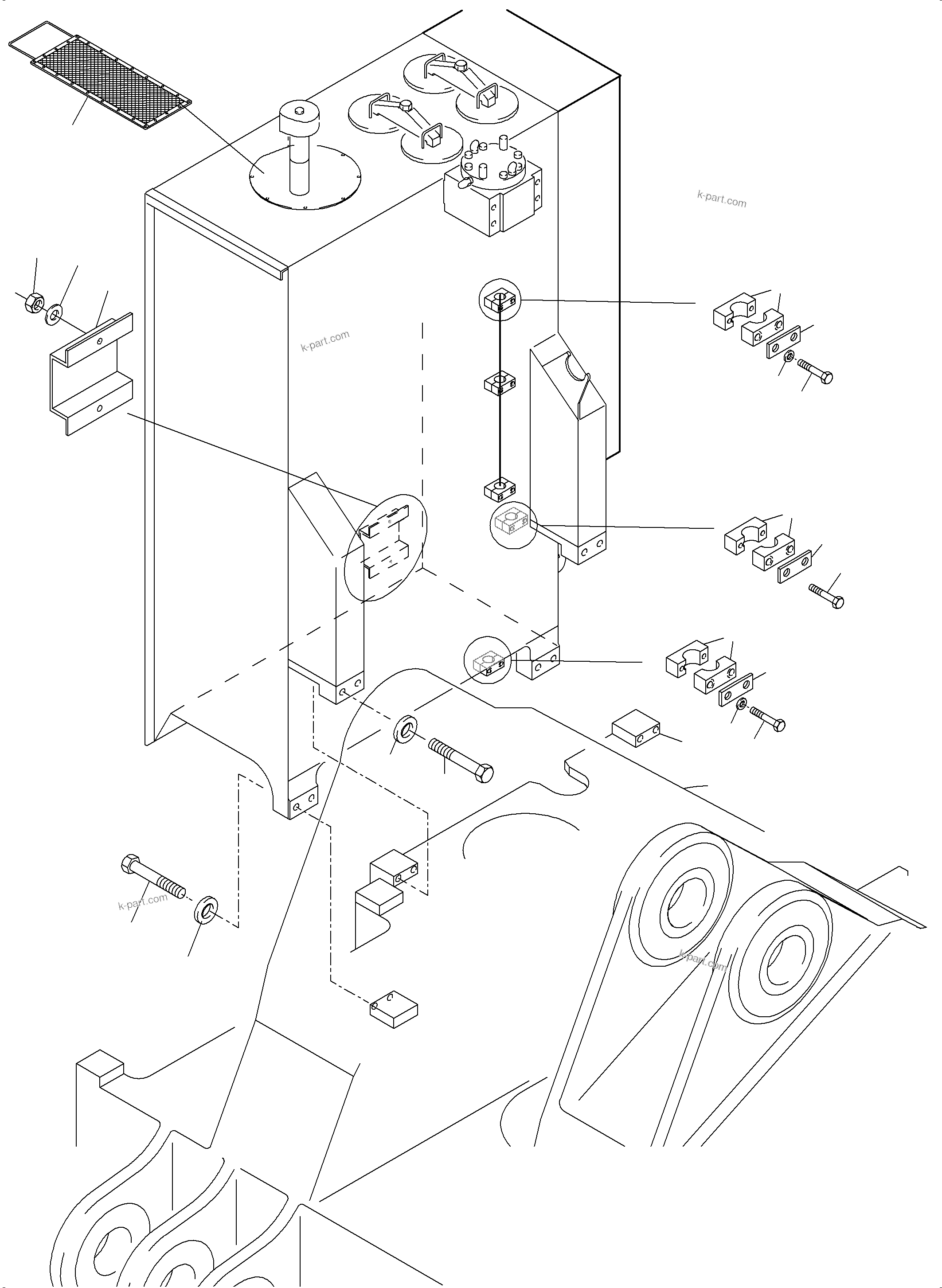 Komatsu parts book diagram for PC3000-6 S/N 46191: MAIN OIL TANK