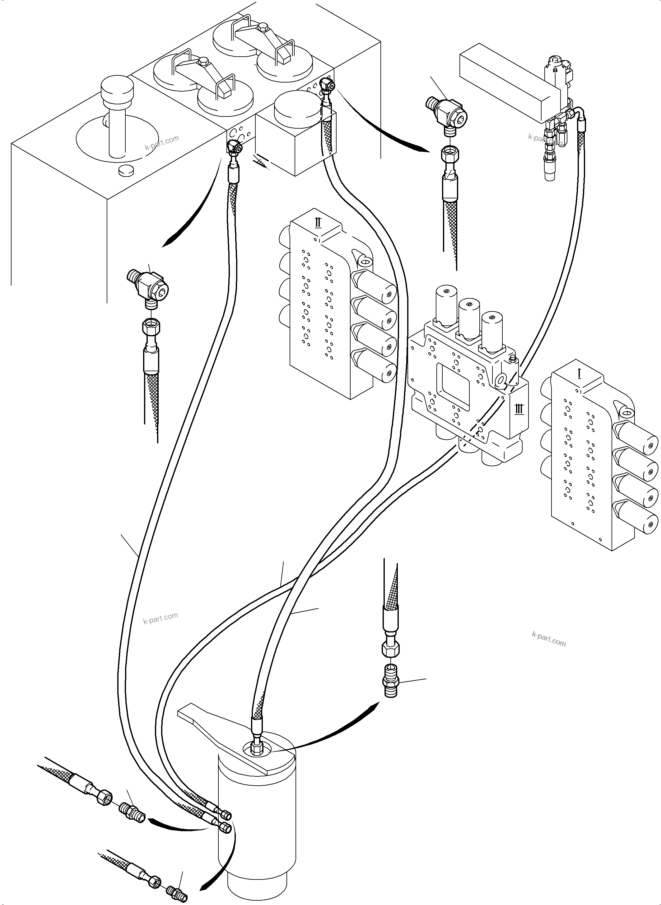 Komatsu parts book diagram for PC3000-6 S/N 46191: LINES ROTARY JOINT (ST,T,L)