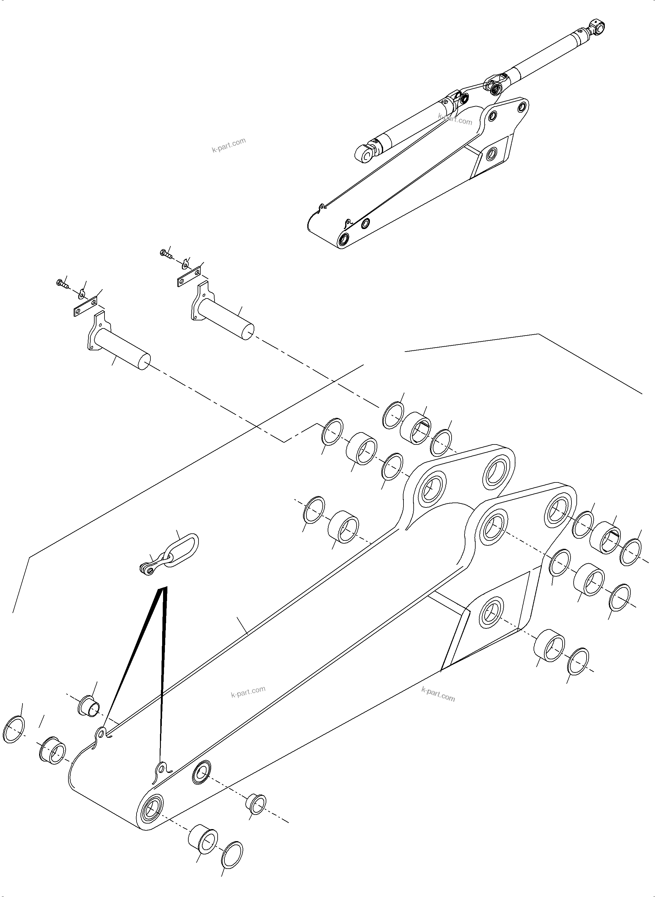 Komatsu parts book diagram for PC3000-6 S/N 46191: BACKHOE  STICK 4,0M
