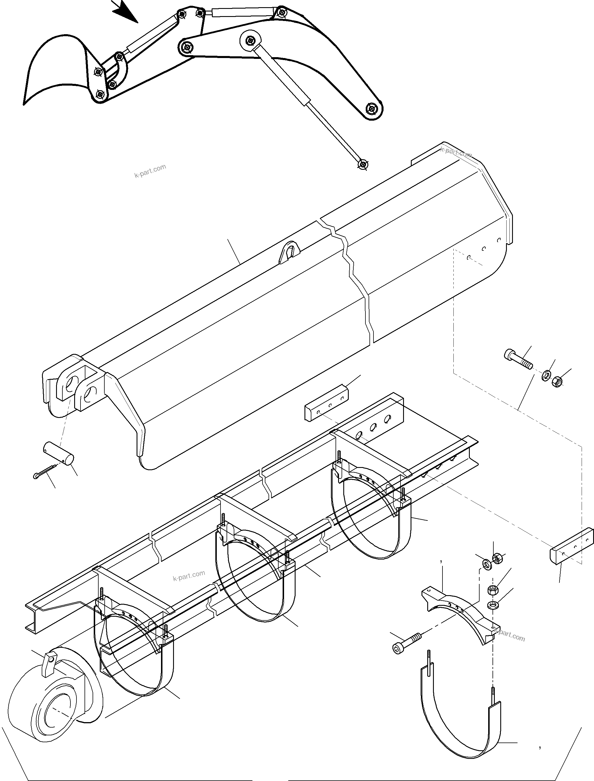 Komatsu parts book diagram for PC3000-6 S/N 46191: BACKHOE CYLINDER - PROTECTION