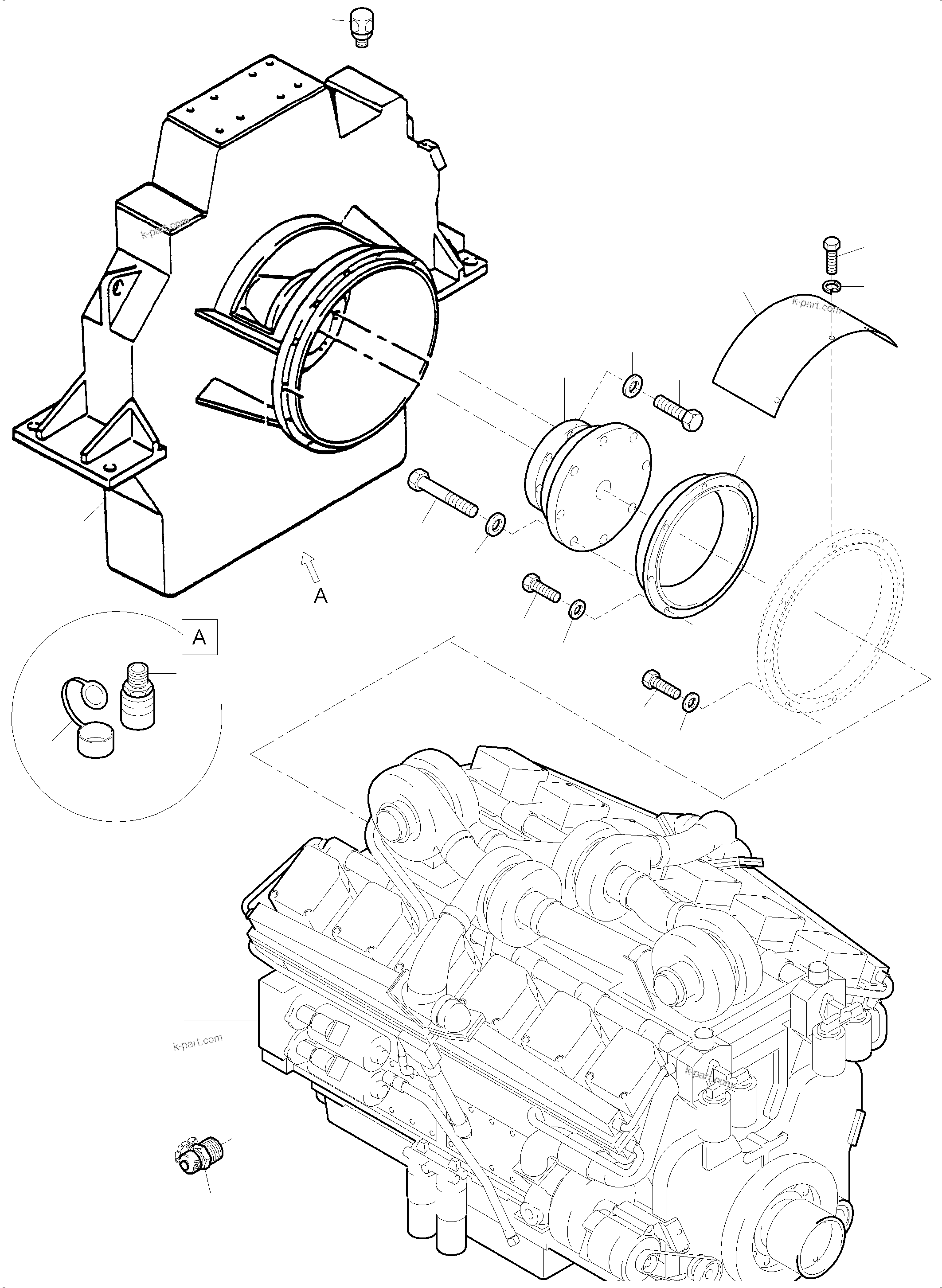 Komatsu parts book diagram for PC3000-6 S/N 46191: DRIVE ASSEMBLY