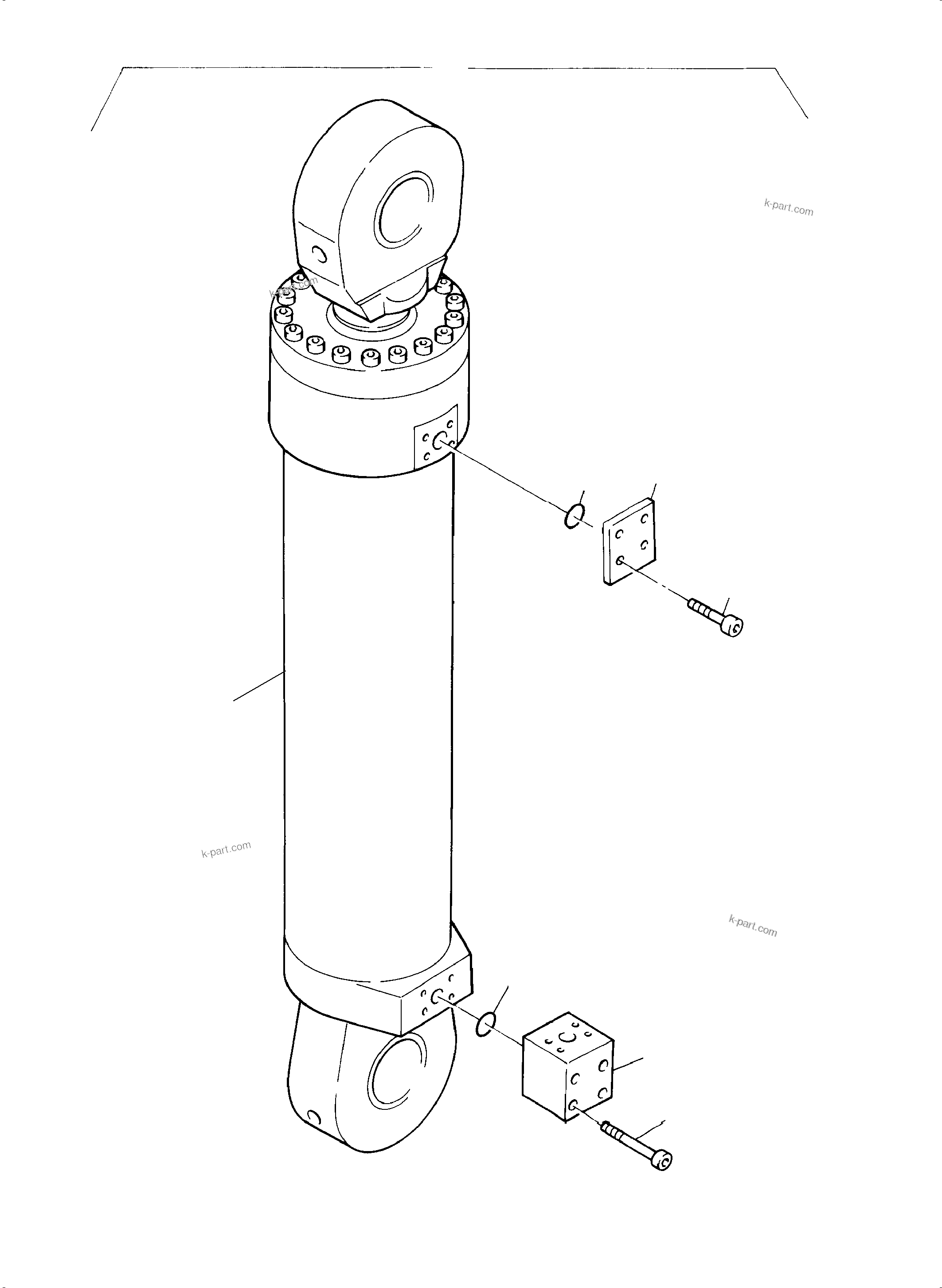 Komatsu parts book diagram for PC3000-6 S/N 46213: CLAM CYLINDER, R.H. +L.H.