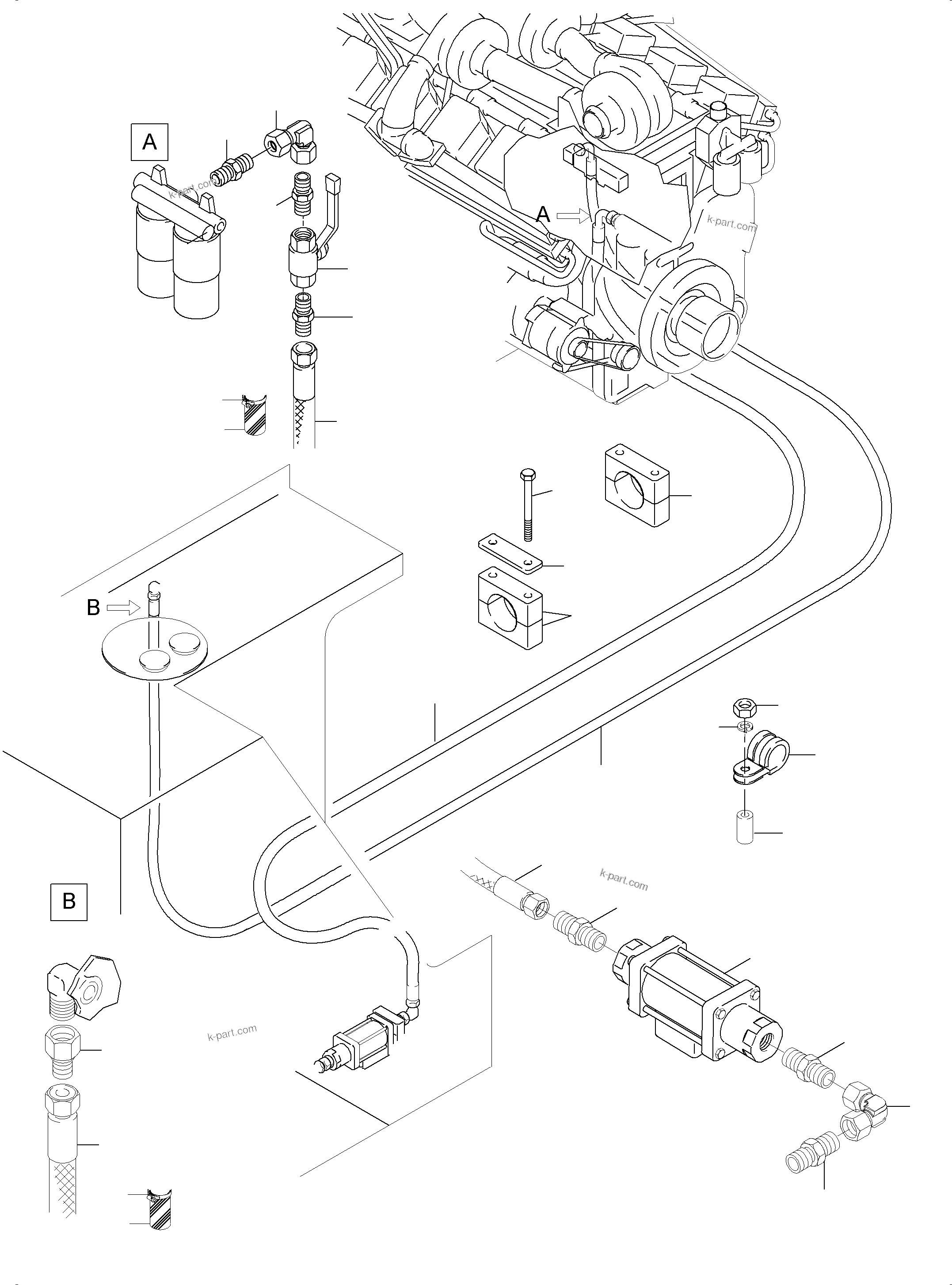 Komatsu parts book diagram for PC3000-6 S/N 46213: FUEL LINES