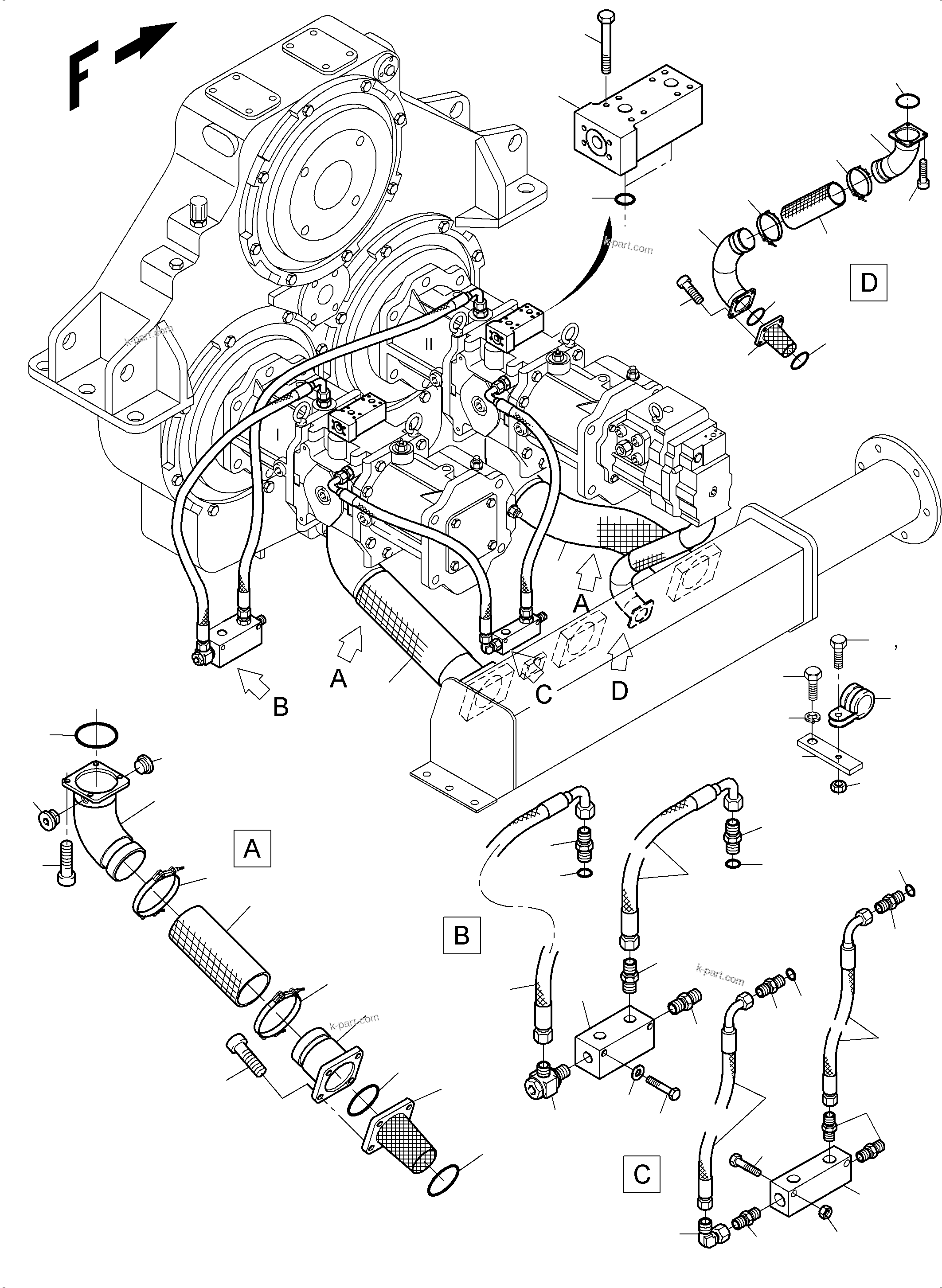 Komatsu parts book diagram for PC3000-6 S/N 46213: SUCTION LINES