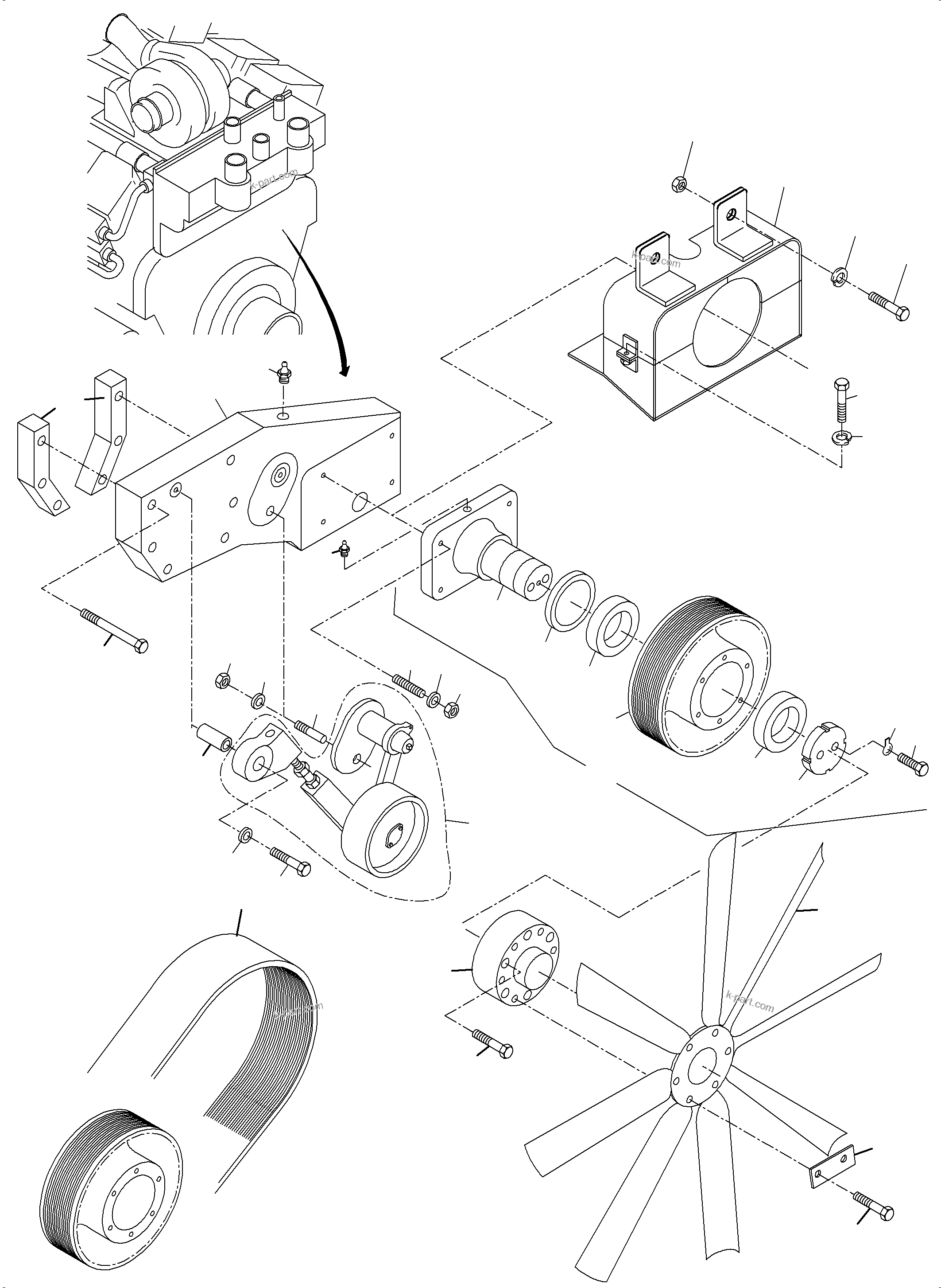 Komatsu parts book diagram for PC3000-6 S/N 46213: FAN DRIVE