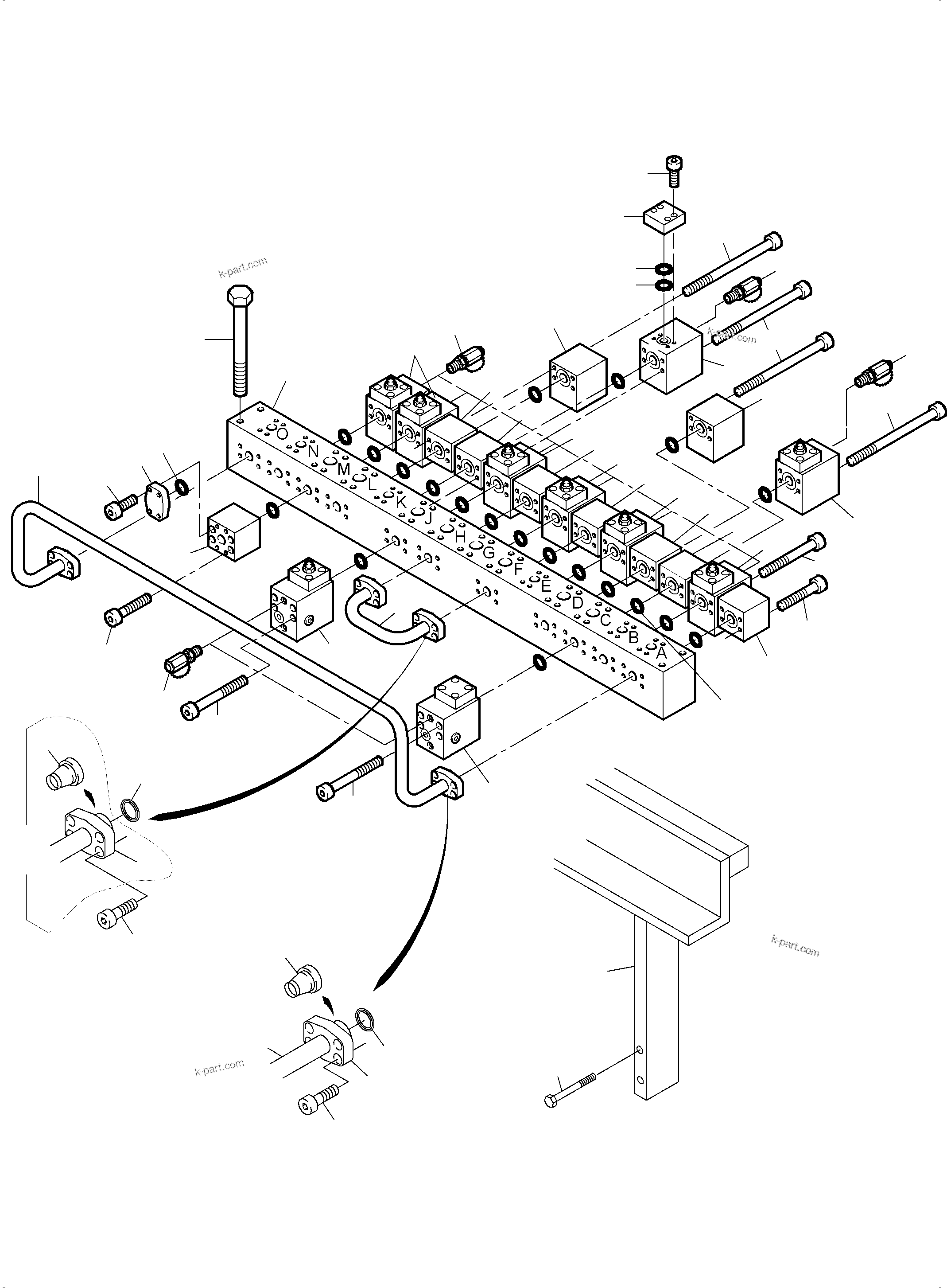 Komatsu parts book diagram for PC3000-6 S/N 46213: MANIFOLD (BBE)