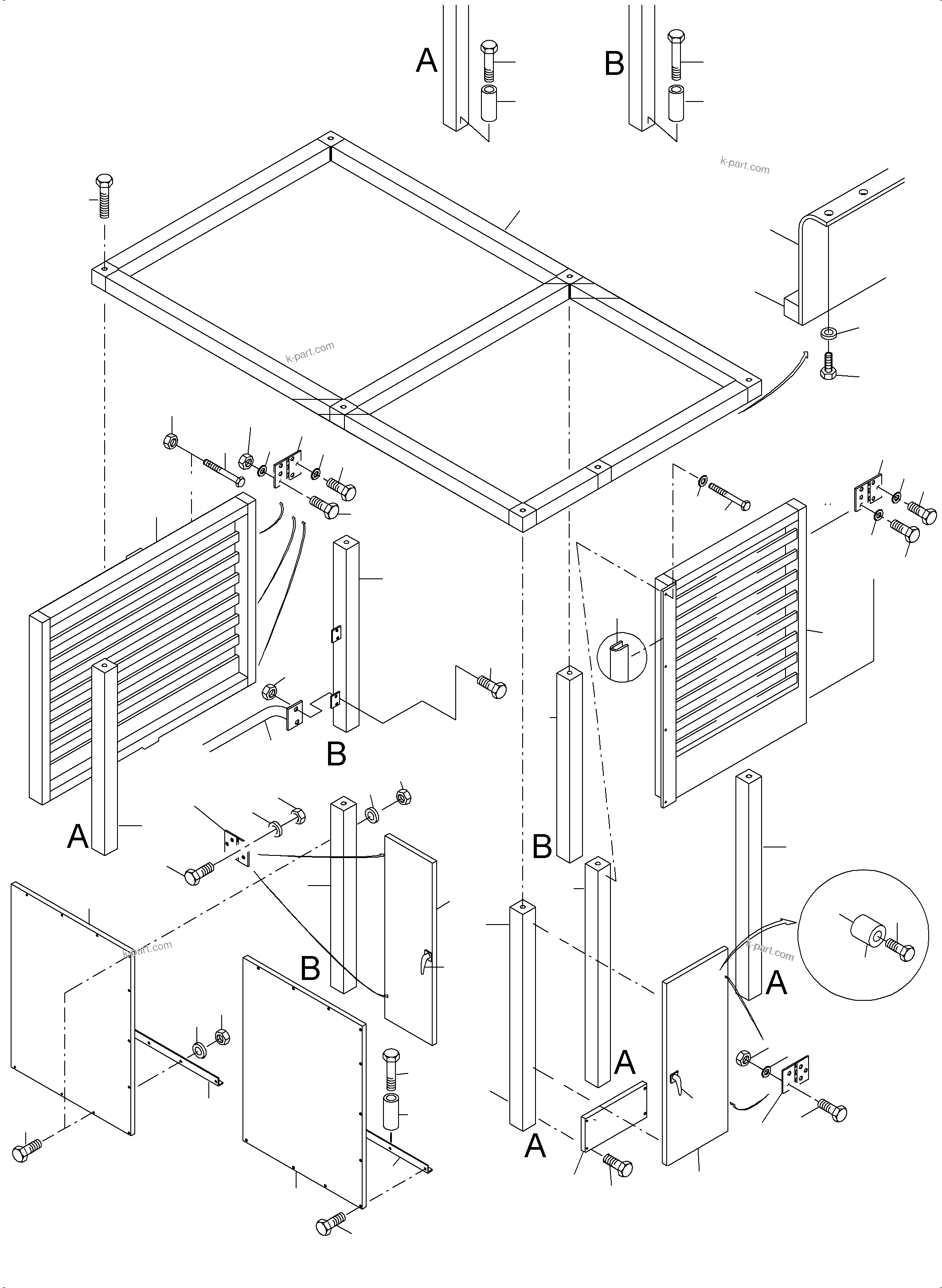 Komatsu parts book diagram for PC3000-6 S/N 46213: COVERING - ENGINE HOUSING
