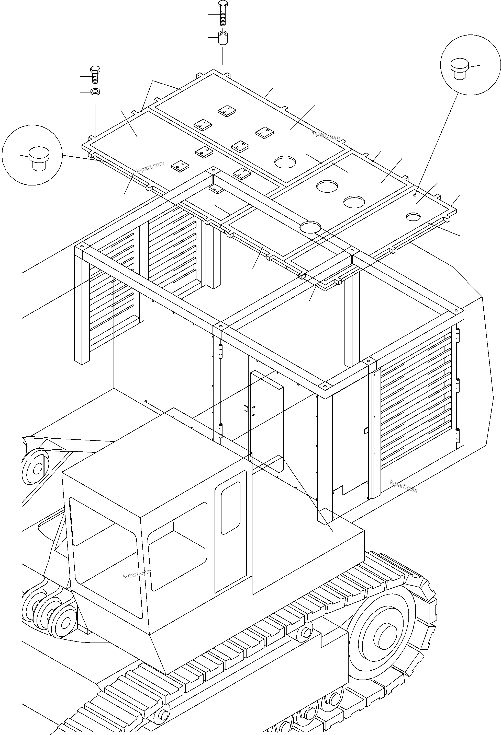 Komatsu parts book diagram for PC3000-6 S/N 46213: COVERING - ENGINE HOUSING