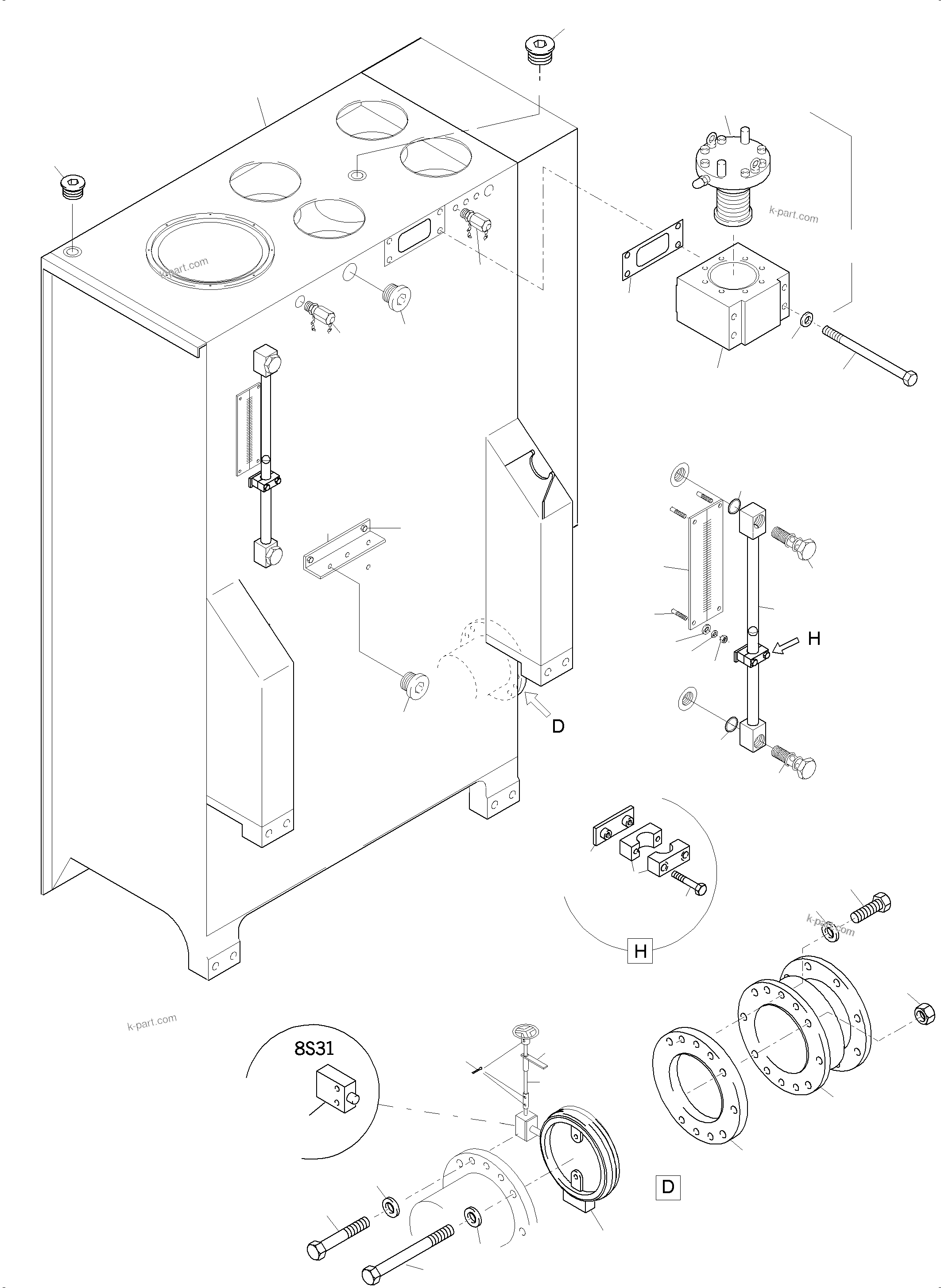 Komatsu parts book diagram for PC3000-6 S/N 46213: MAIN OIL TANK
