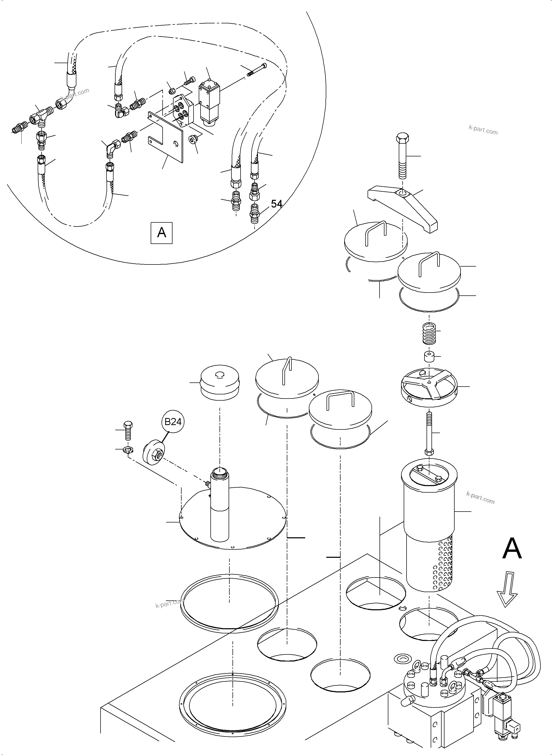 Komatsu parts book diagram for PC3000-6 S/N 46213: MAIN OIL TANK