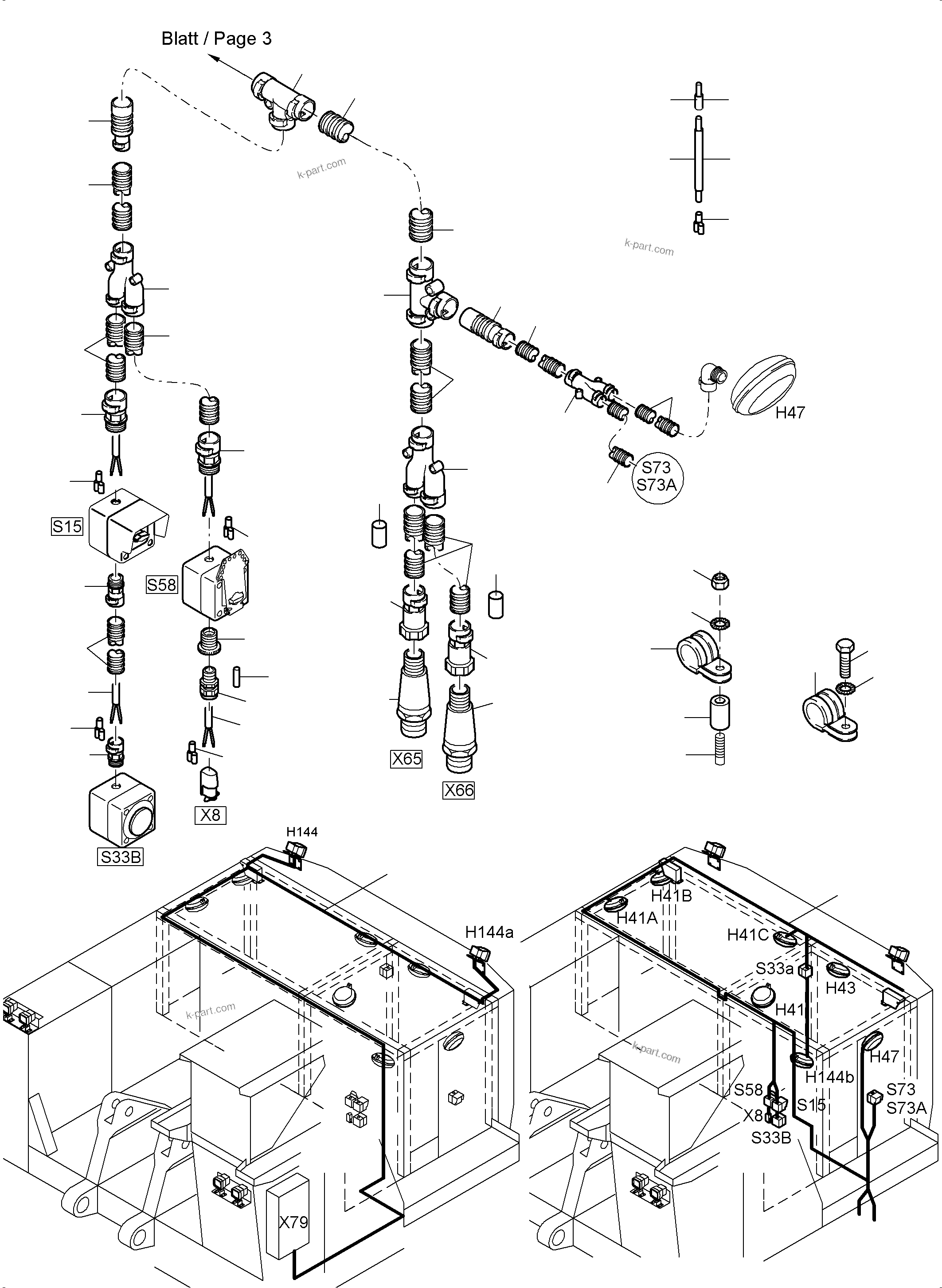 Komatsu parts book diagram for PC3000-6 S/N 46213: LIGHTING EQUIPMENT