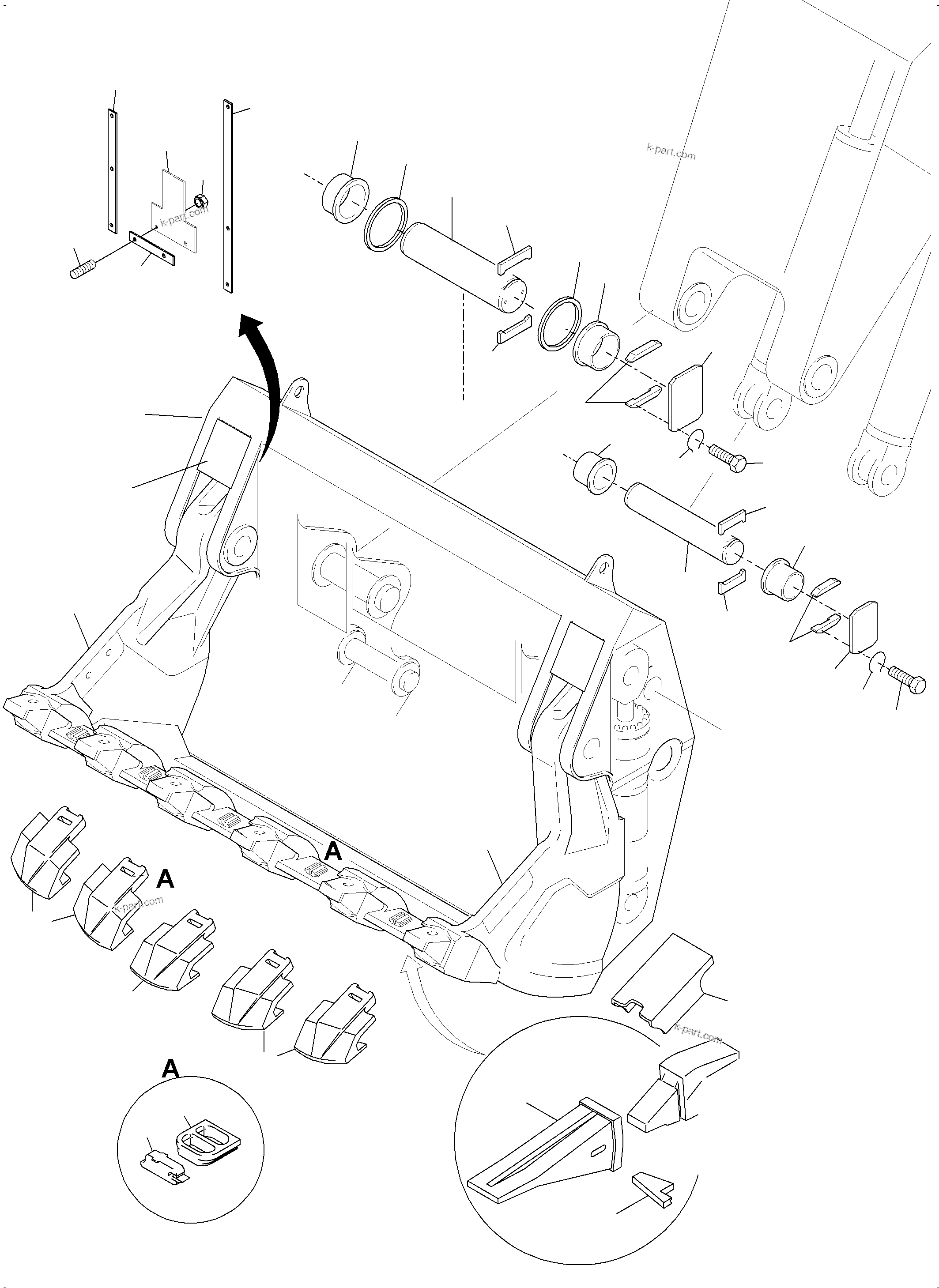Komatsu parts book diagram for PC3000-6 S/N 46213: BULLCLAM BUCKET 15 CBM