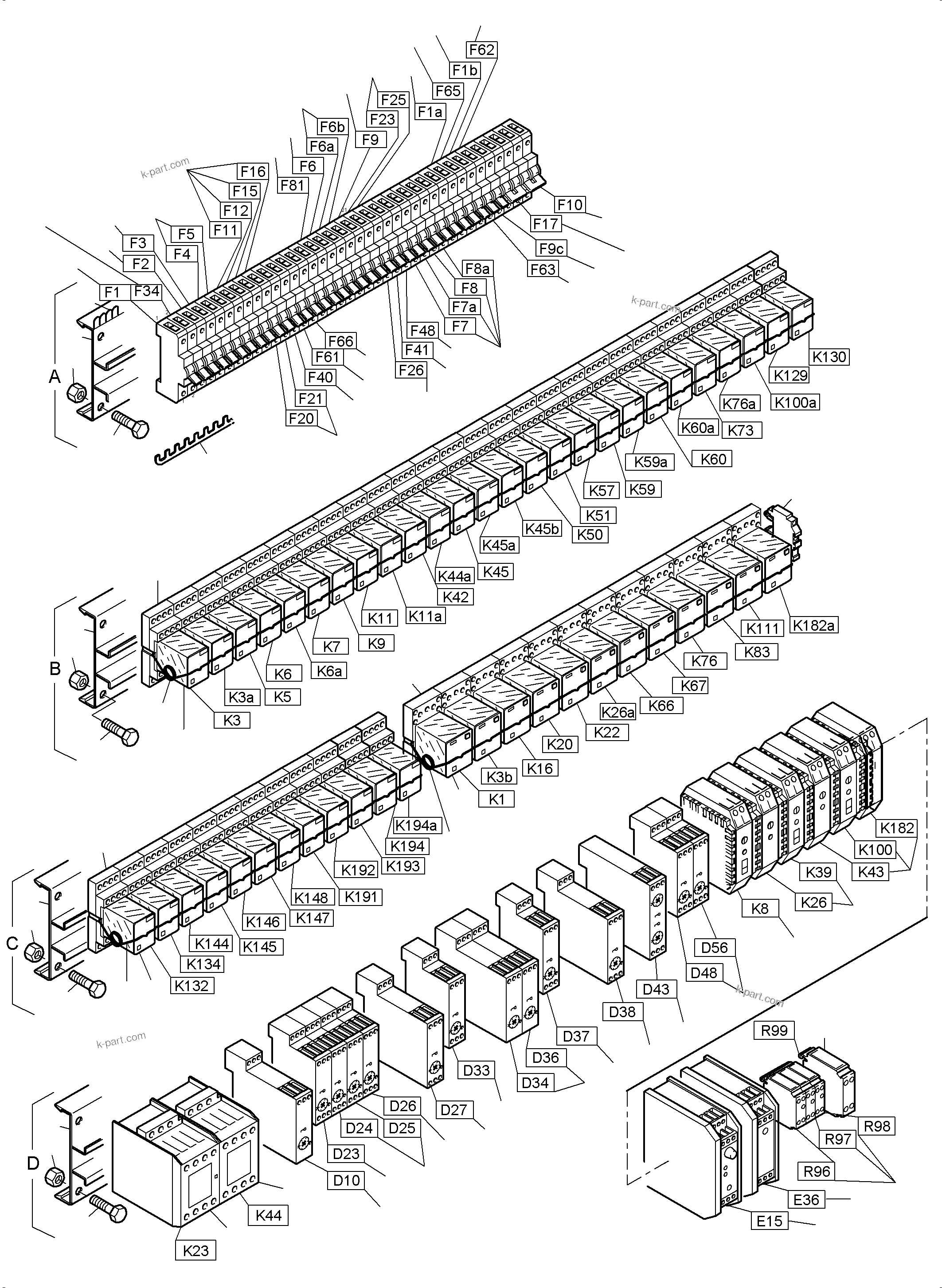 Komatsu parts book diagram for PC3000-6 S/N 46213: MAIN SWITCH BOX X2