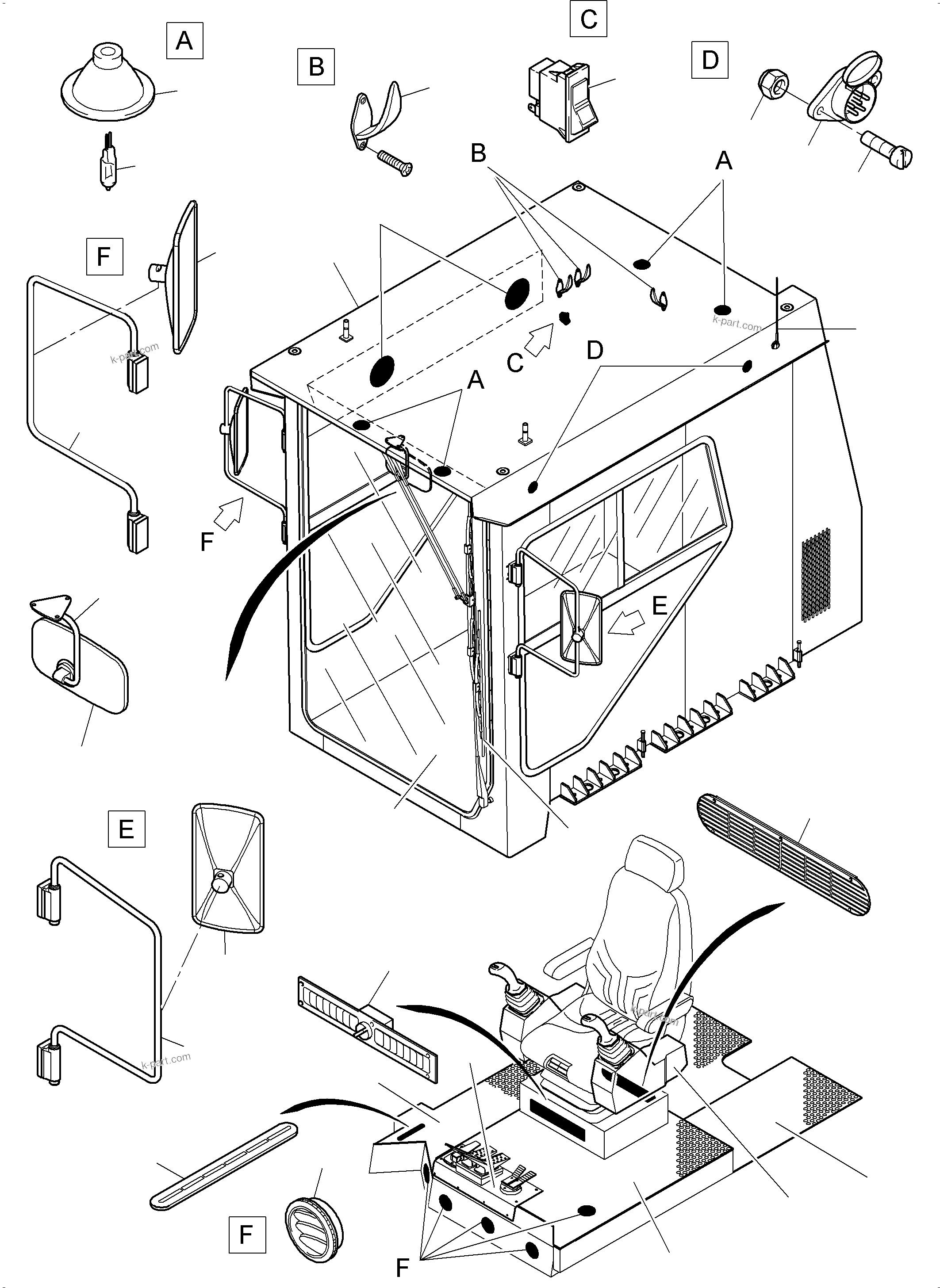 Komatsu parts book diagram for PC3000-6 S/N 46213: OPERATOR'S CAB