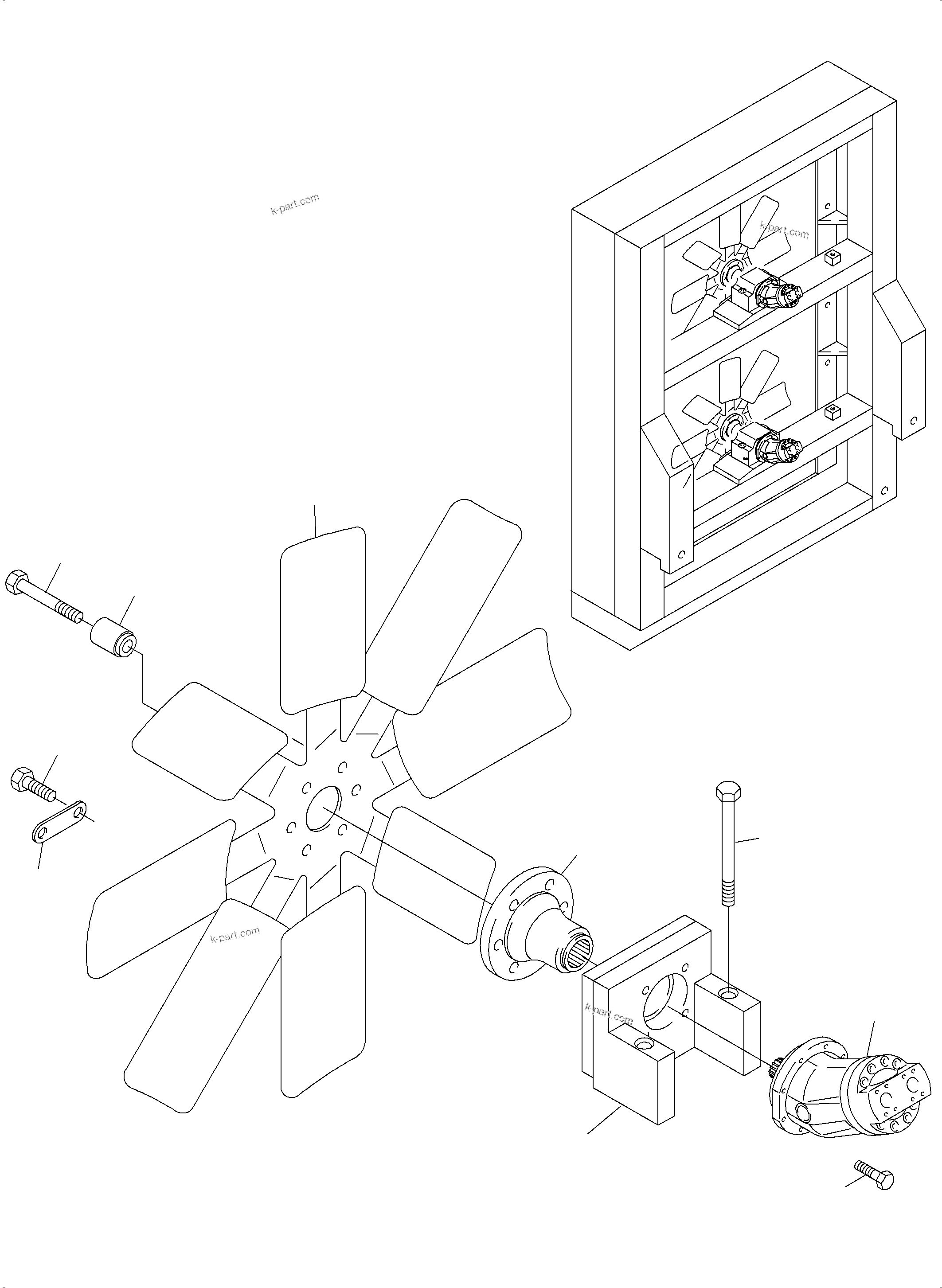 Komatsu parts book diagram for PC3000-6 S/N 46224: OIL COOLER FAN DRIVE