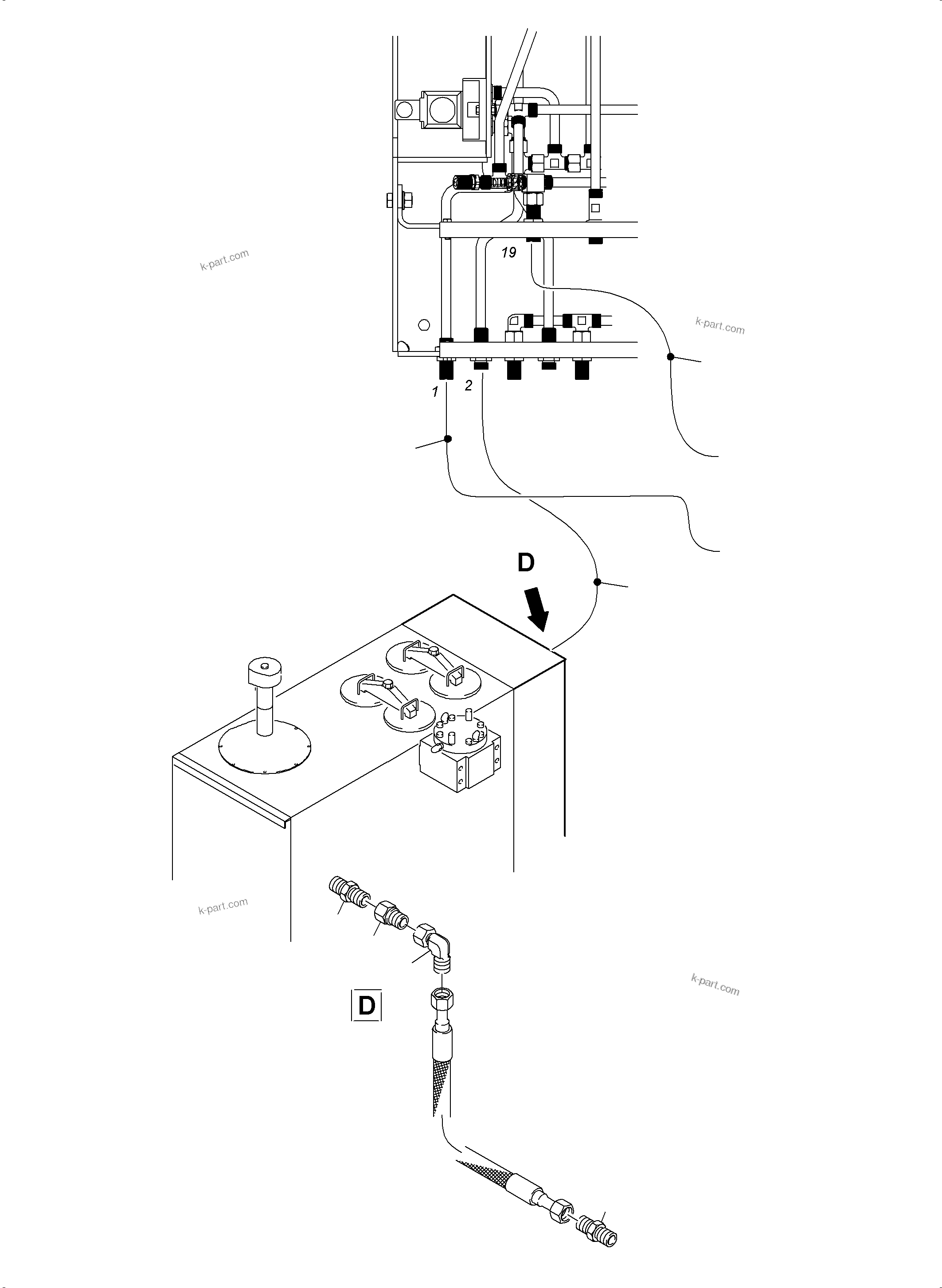 Komatsu parts book diagram for PC3000-6 S/N 46224: CONTROL LINES CONTROL BLOCKS - PILOT CONTROL PLATE