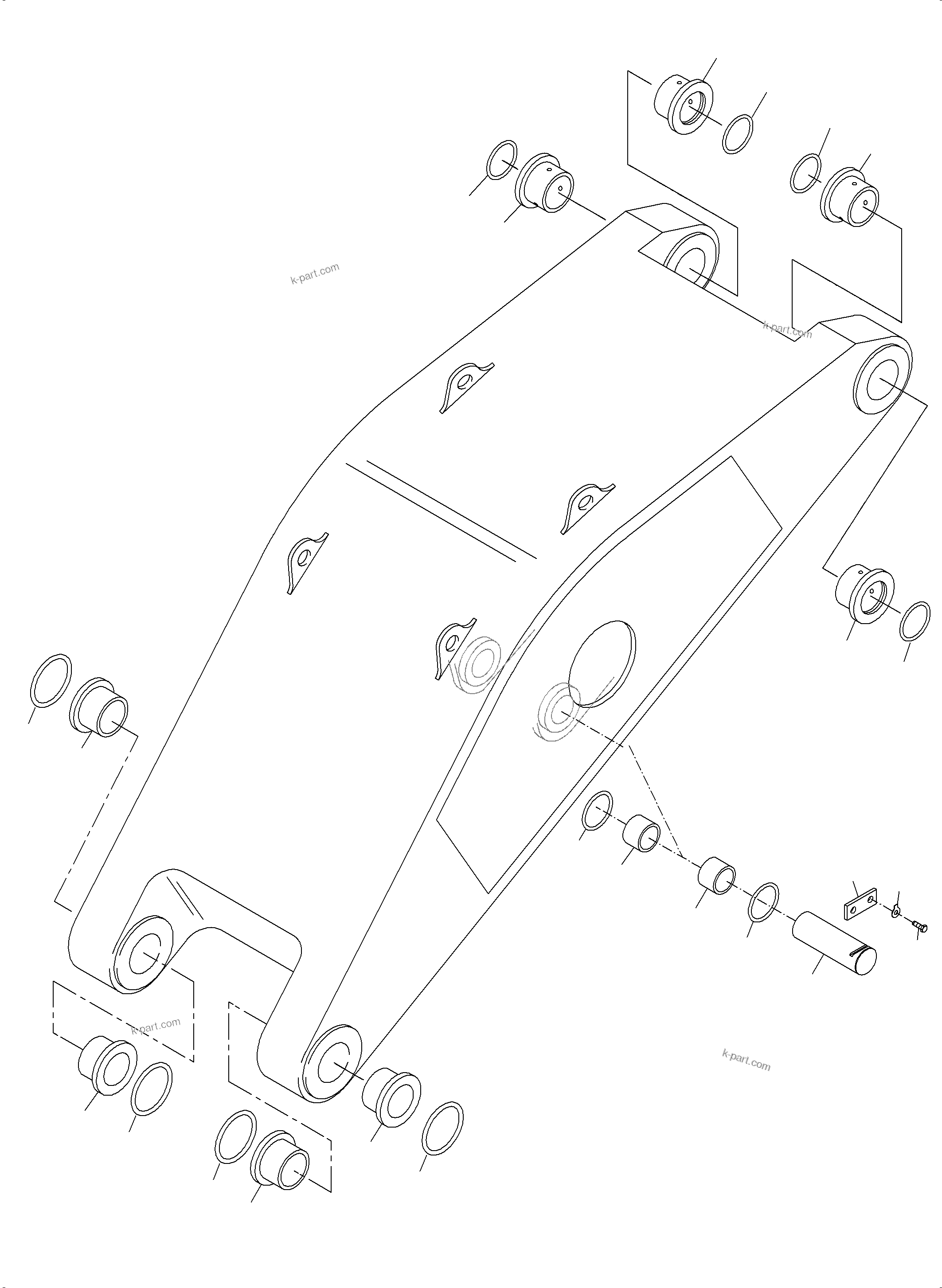 Komatsu parts book diagram for PC3000-6 S/N 46224: BULLCALM BUCKET STICK 4.3 M